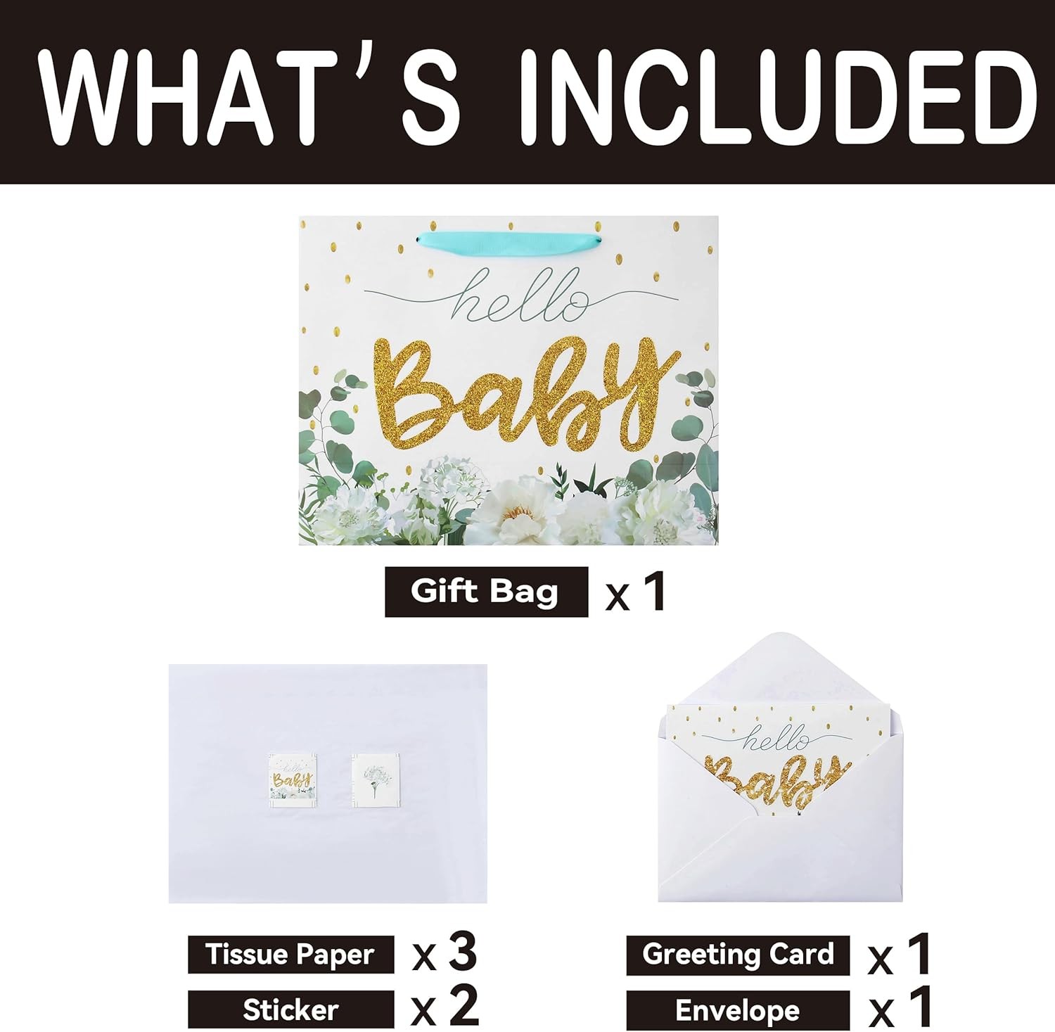 Lar White Bag Set with Greeting Card and Tissue Papers for Girls’