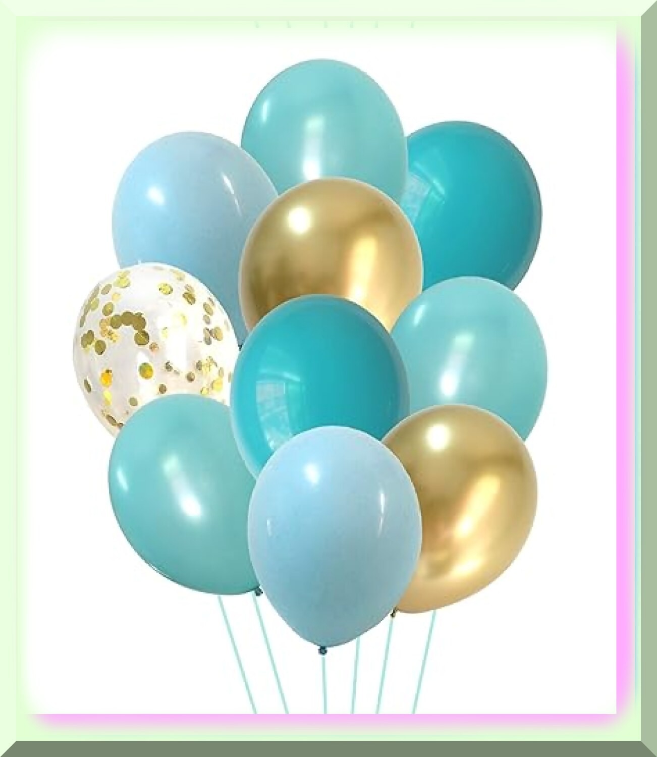 Blue and gold chrome confetti balloons 60 pack