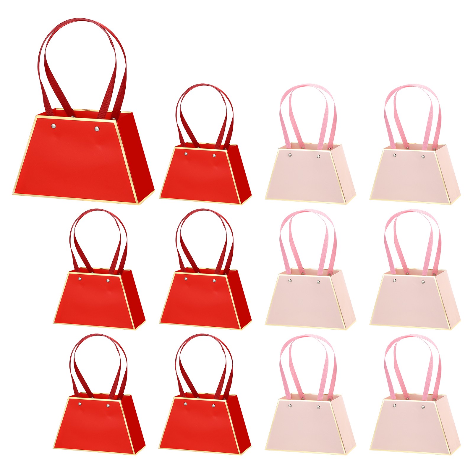 12 Packs Graduation Flower Gift Bags Bouquets Arrangement Boxes, Pink/Red