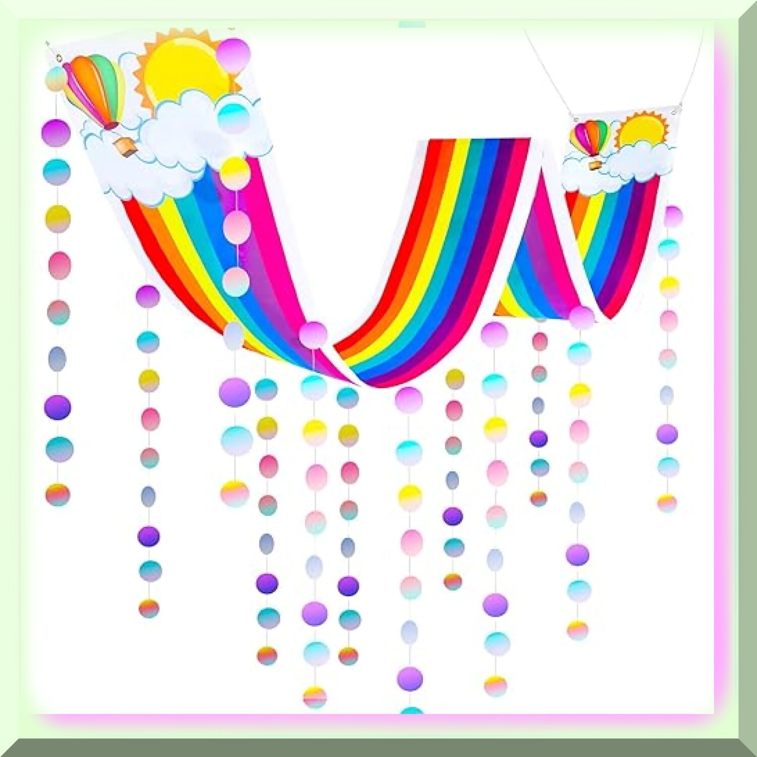 Rainbow Cloud Ceiling Decor with Garland