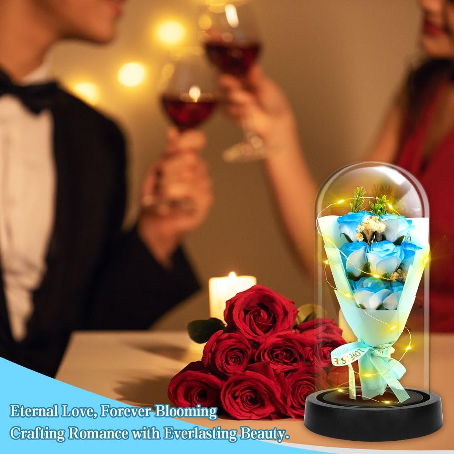 Preserved Rose Gifts Mothers Day Blue Flowers Bouquet Gifts for Mom Women Him…