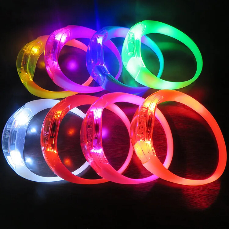 8x Voice Control Silicone LED Bracelet Sound Activated Glow Bracelet Party Club