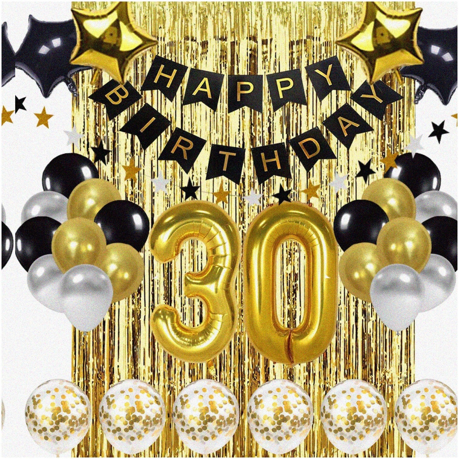 Black and Gold 30th Birthday Celebration Kit