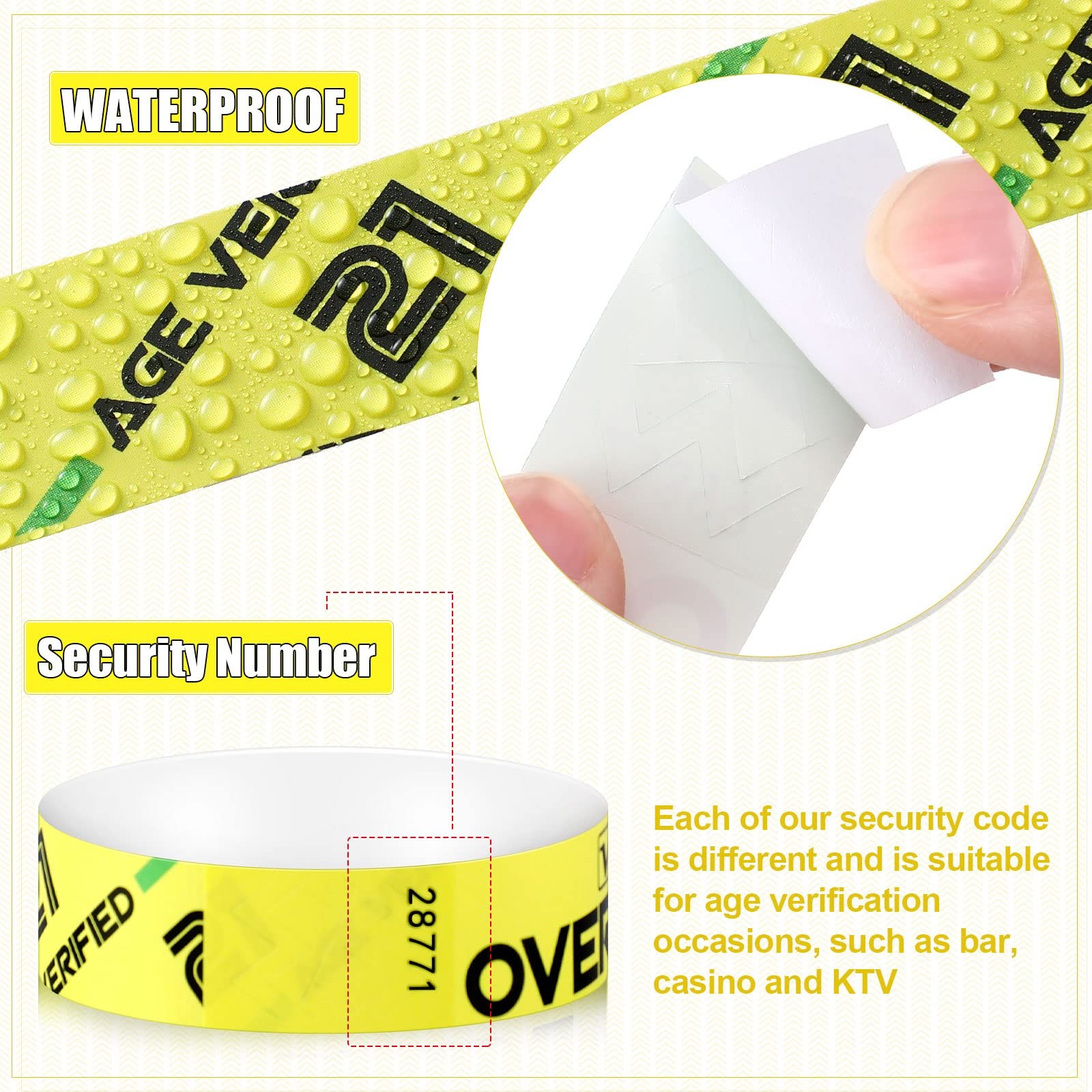 600 Pcs Over 21 Wristbands Paper Colored Bracelet Identification Wristbands