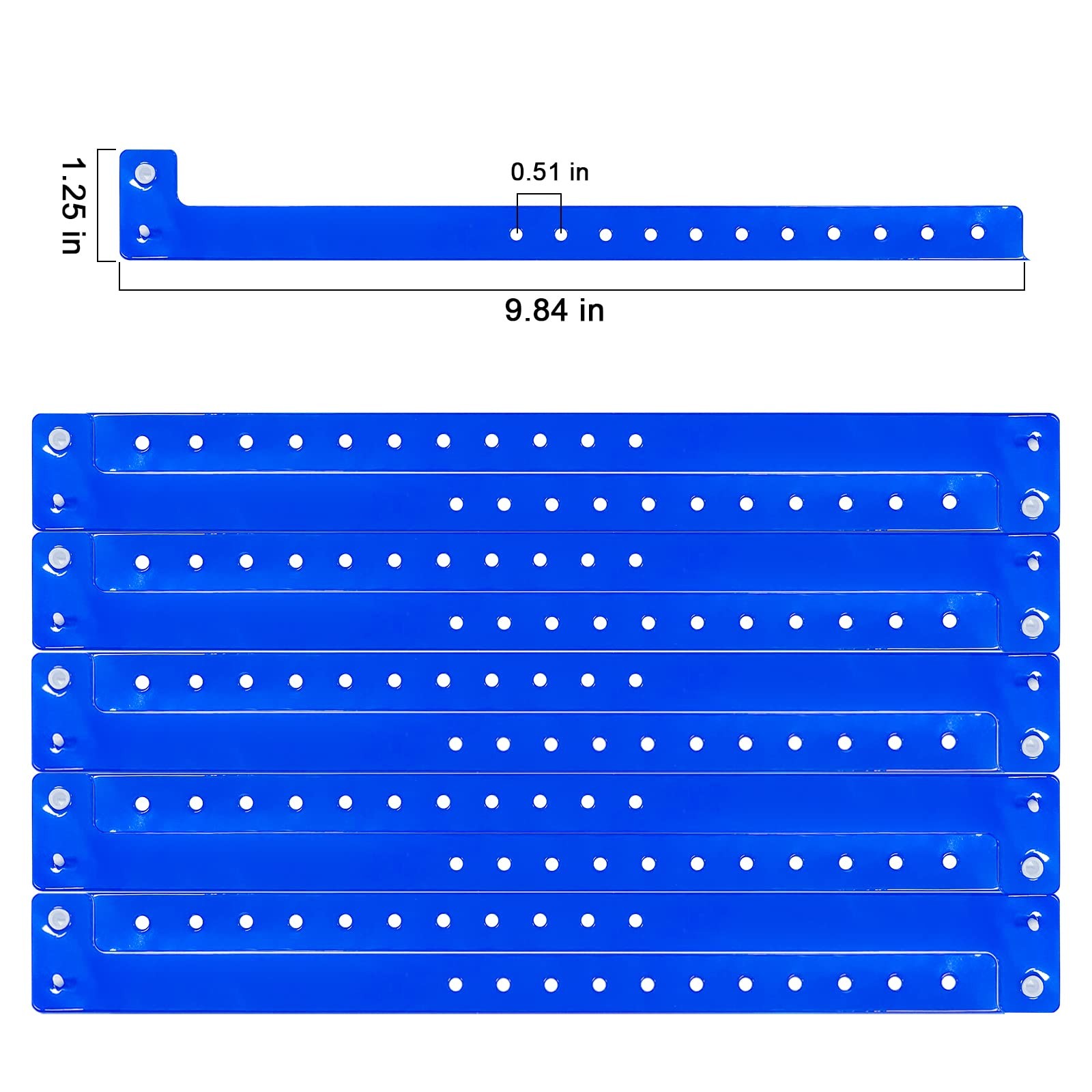 Blue Plastic Vinyl Party Wristbands Lightweight Waterproof Events Club 100 PCS