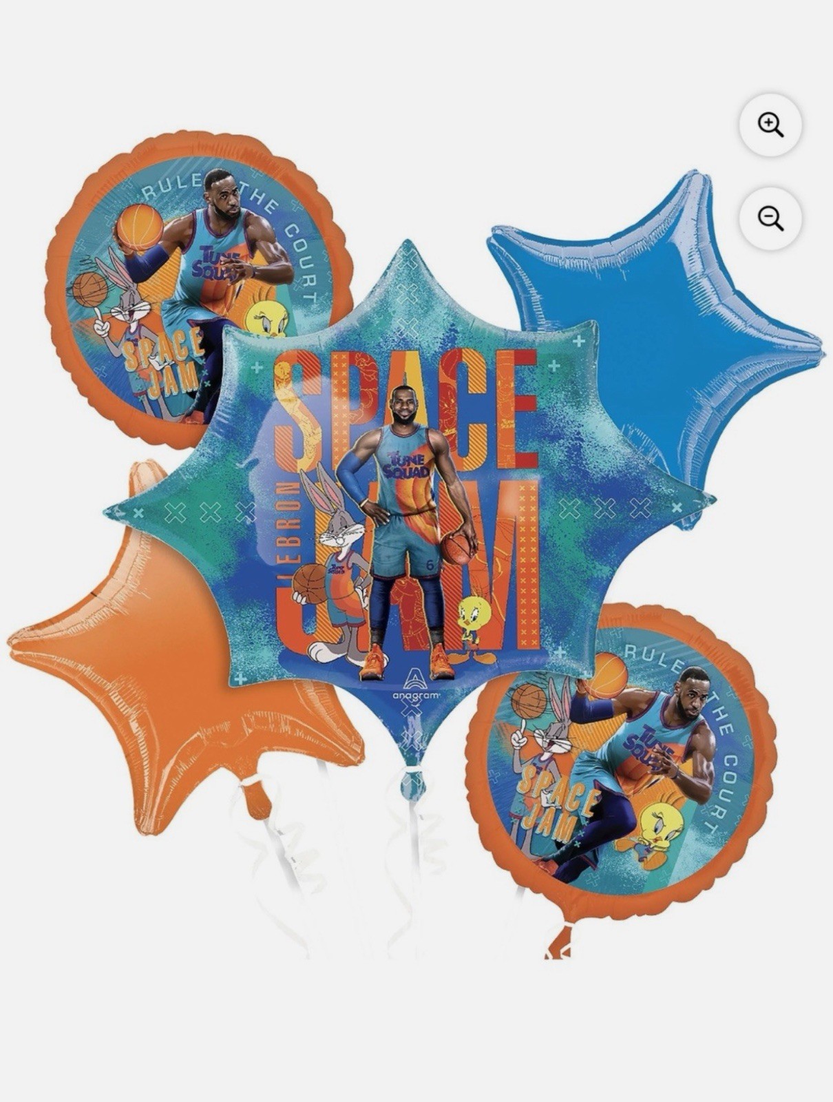 Space Jam LeBron James 5 Foil Balloons Bouquet Tweety & Bugs “A New Legacy” NEW