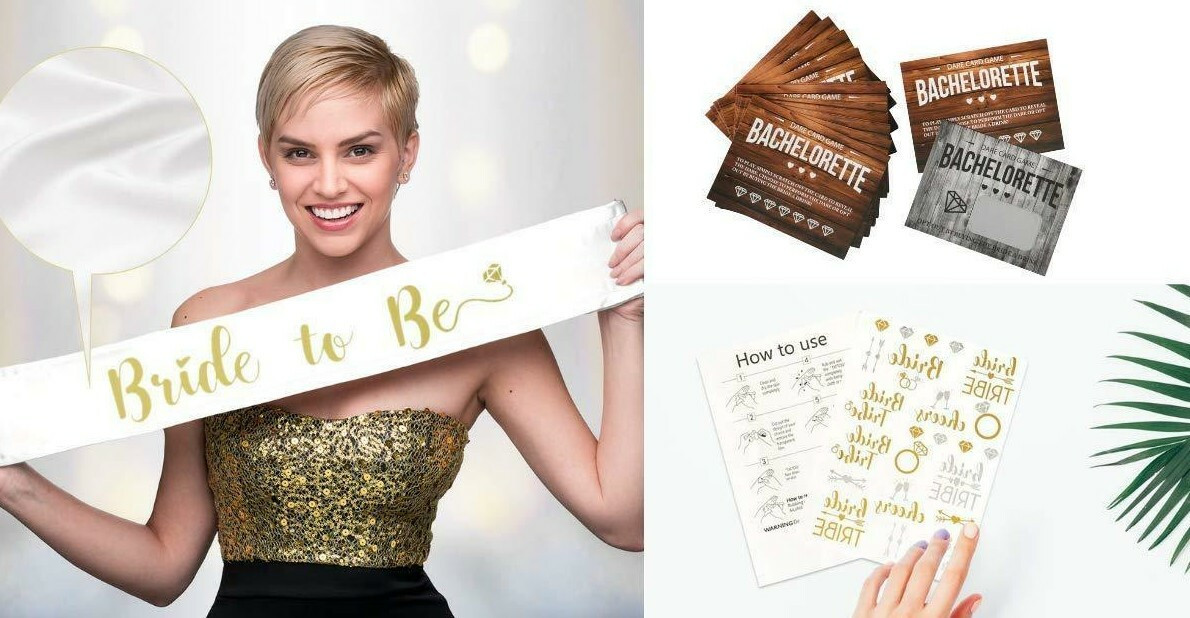 Bachelorette Party Supplies Includes ‘Bride to Be’ Sash, Game Cards & Tattoos