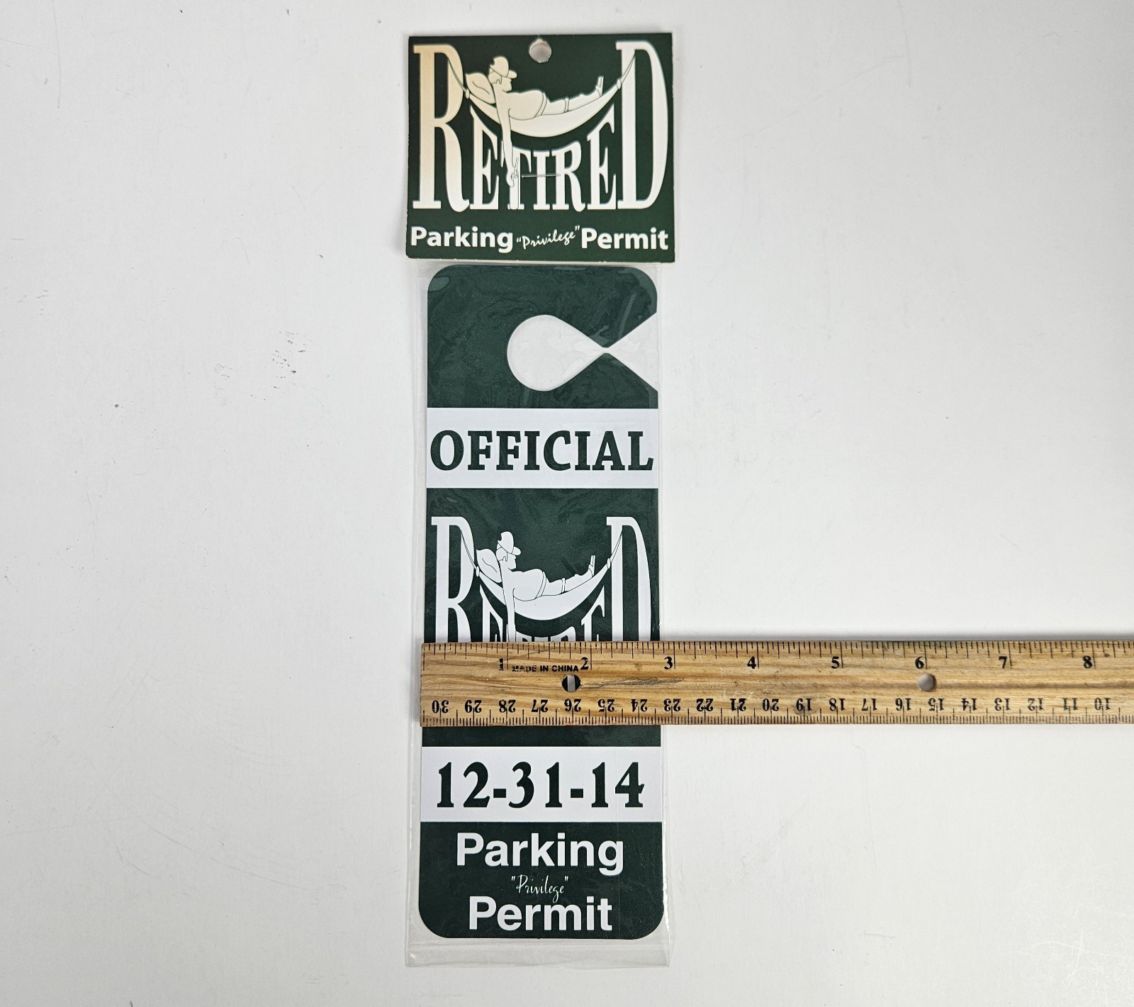 Vintage RETIRED Auto Car Parking Permit ” Retirement Over The Hill ” GaG Prank-