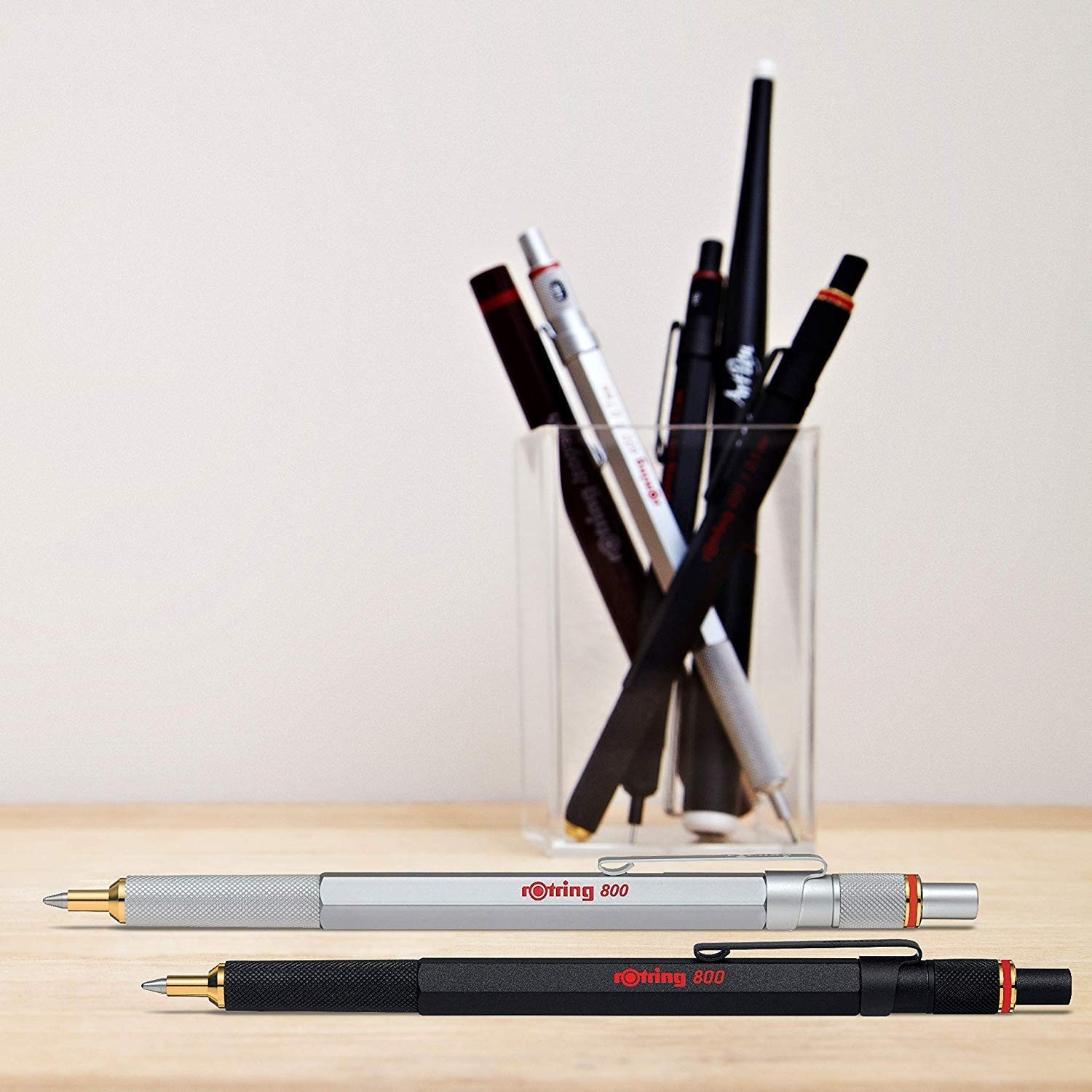 Rotring 800 Retractable Ballpoint Pen, Medium Point, Silver 1 Count (Pack of 1)