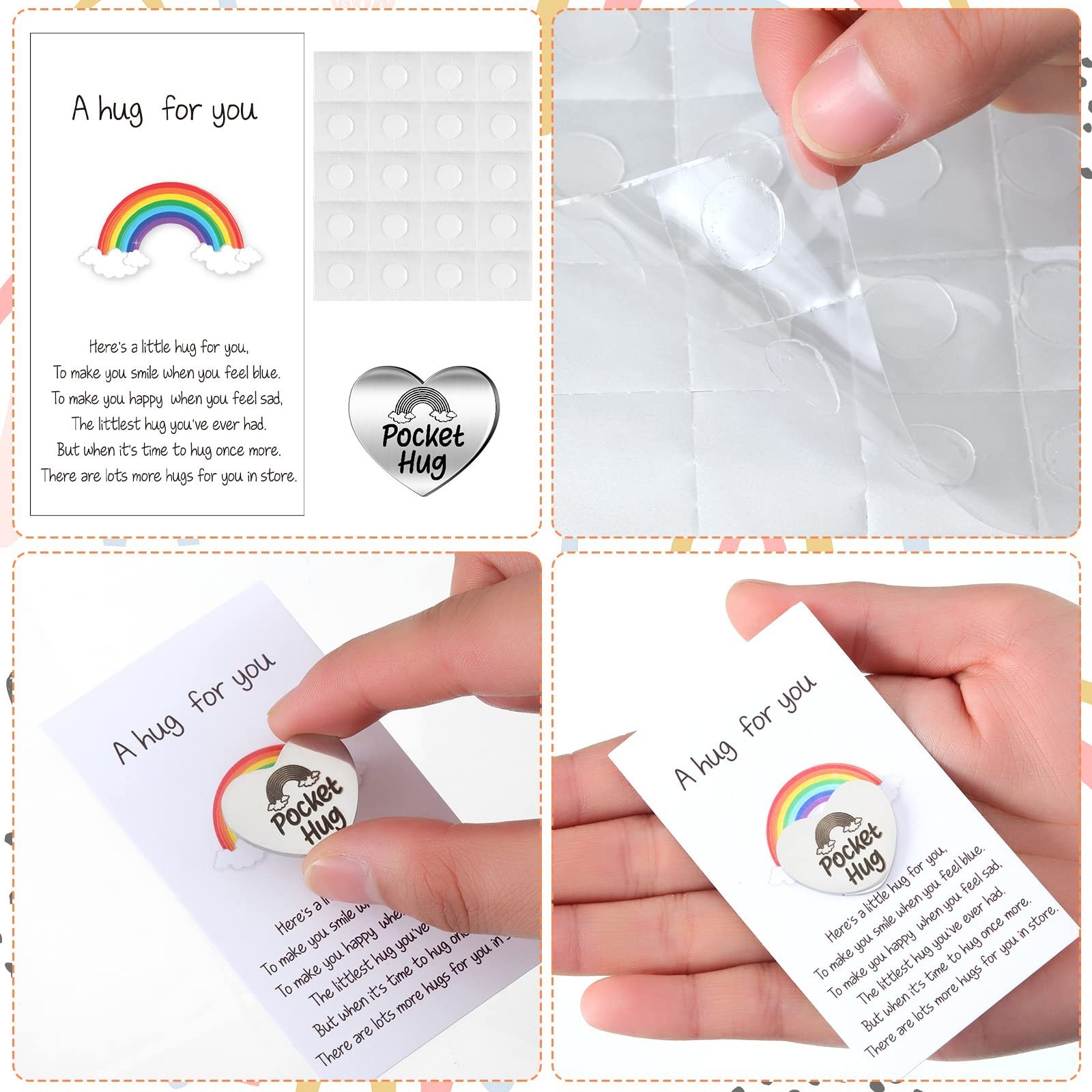 20 Pcs Little Heart Pocket Hug Token Bulk 10 Pcs A Hug for You Metal Token Ke…