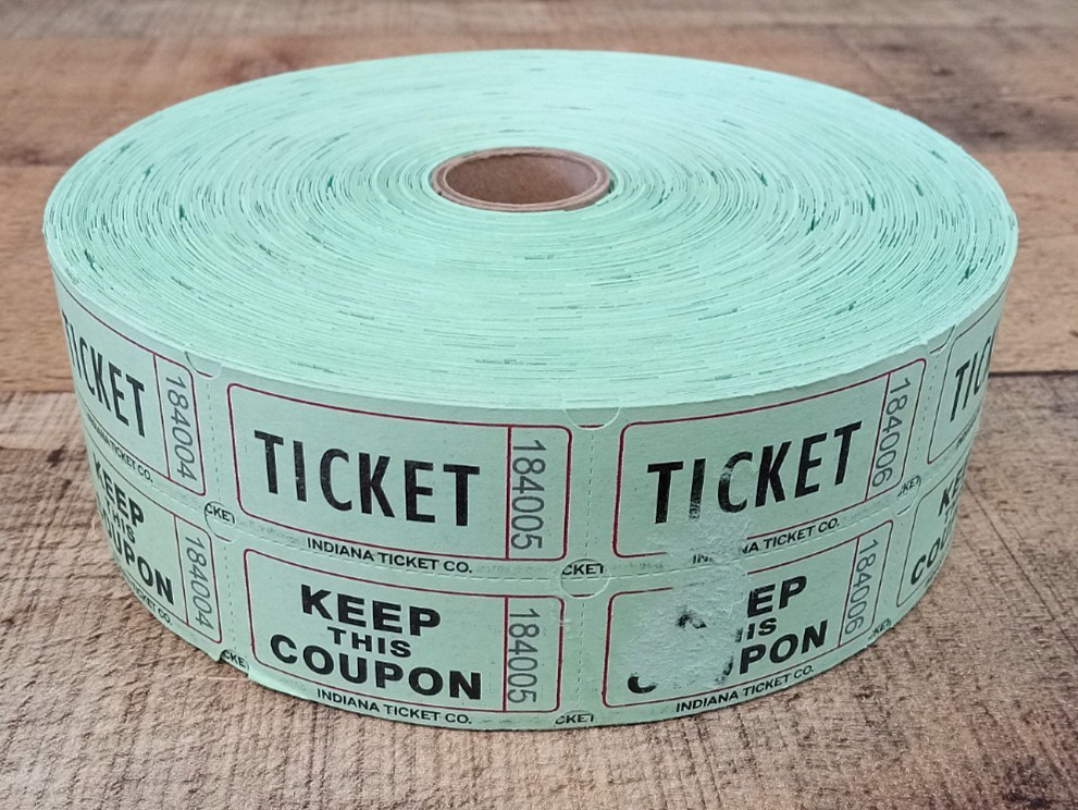Indiana Ticket Company Raffle Ticket 2,000 Double Tickets – GREEN