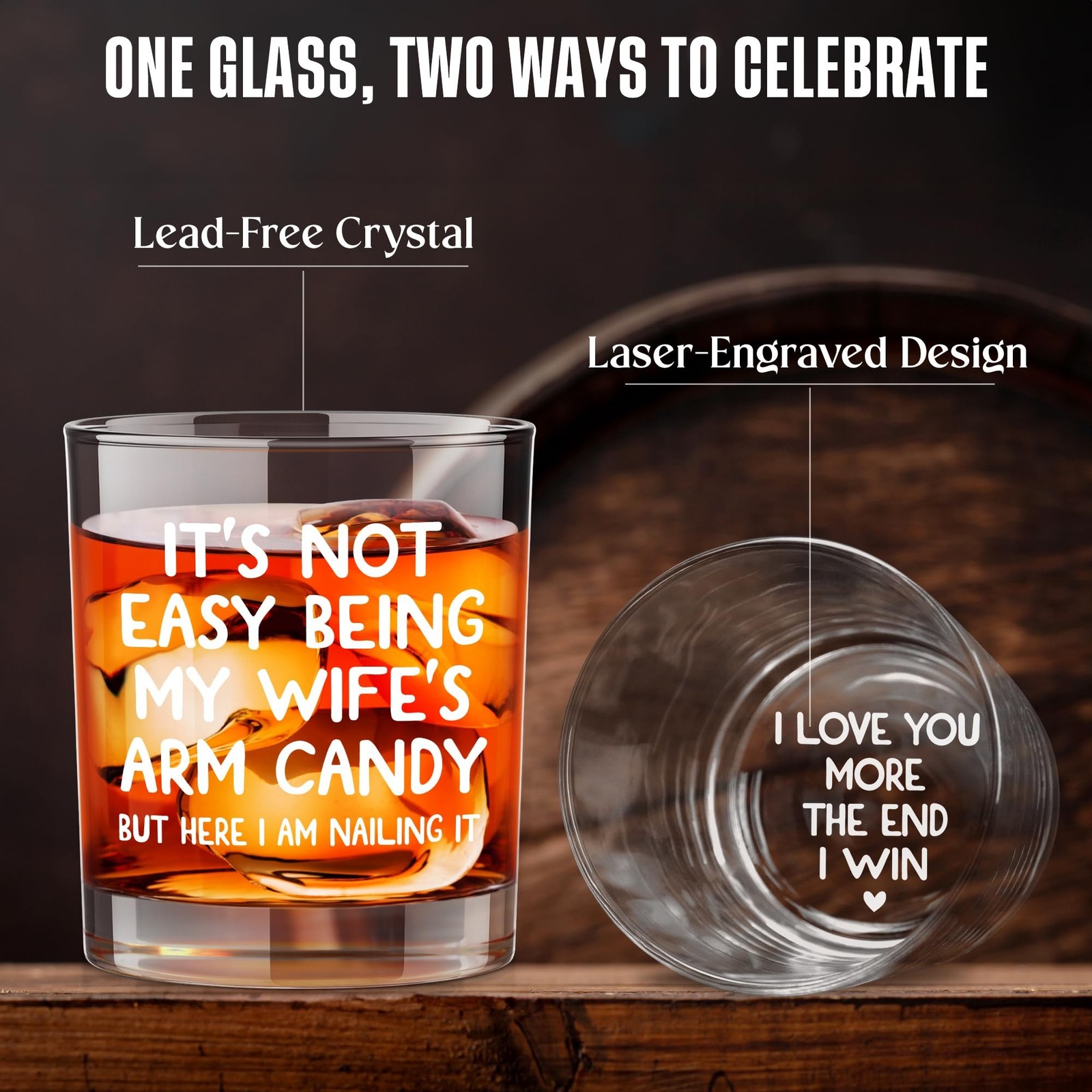Husband Birthday Gift – 11 oz Engraved Crystal Whiskey Glasses – Funny Annive…