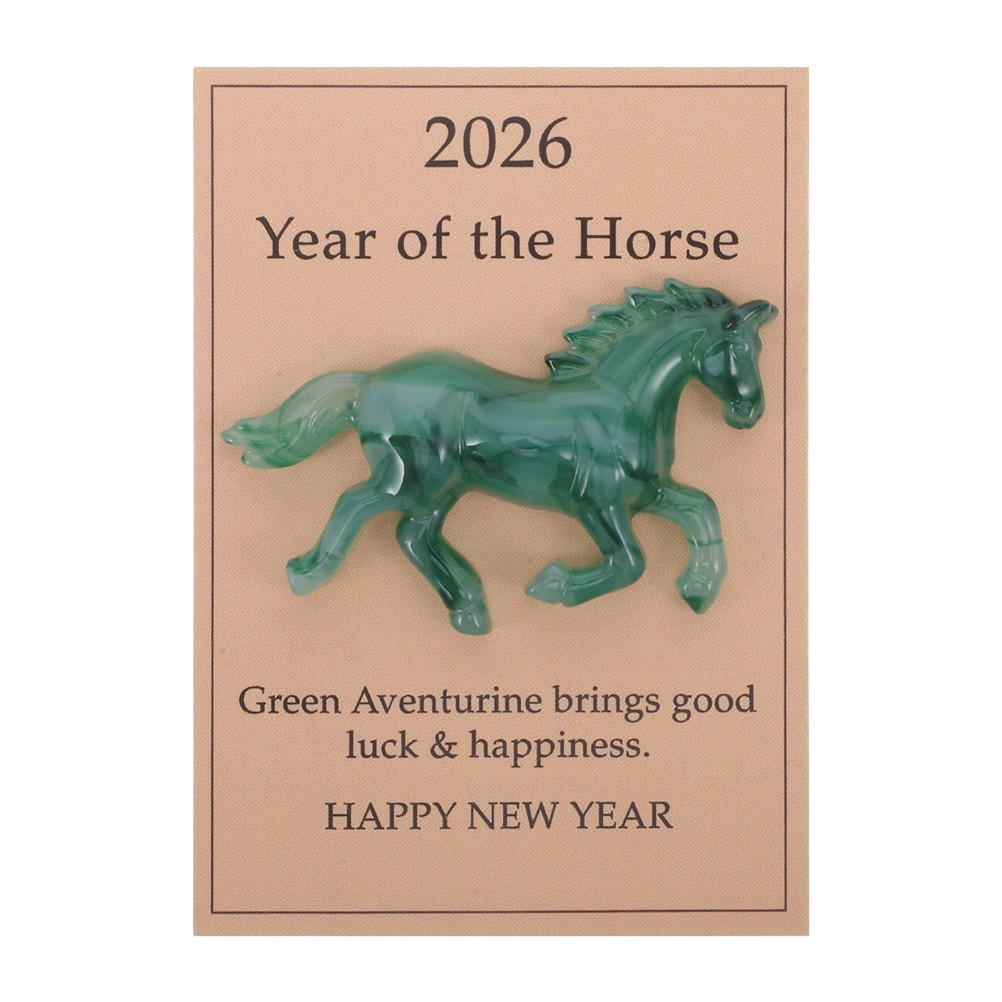 Unique Horse Year Greeting Card with Pocket Hug Resin Charm Ideal for Friends