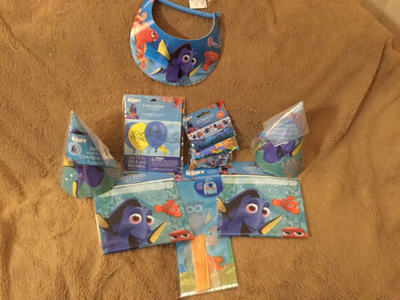 Disney finding Dory birthday party supplies hats balloons treat bags confetti