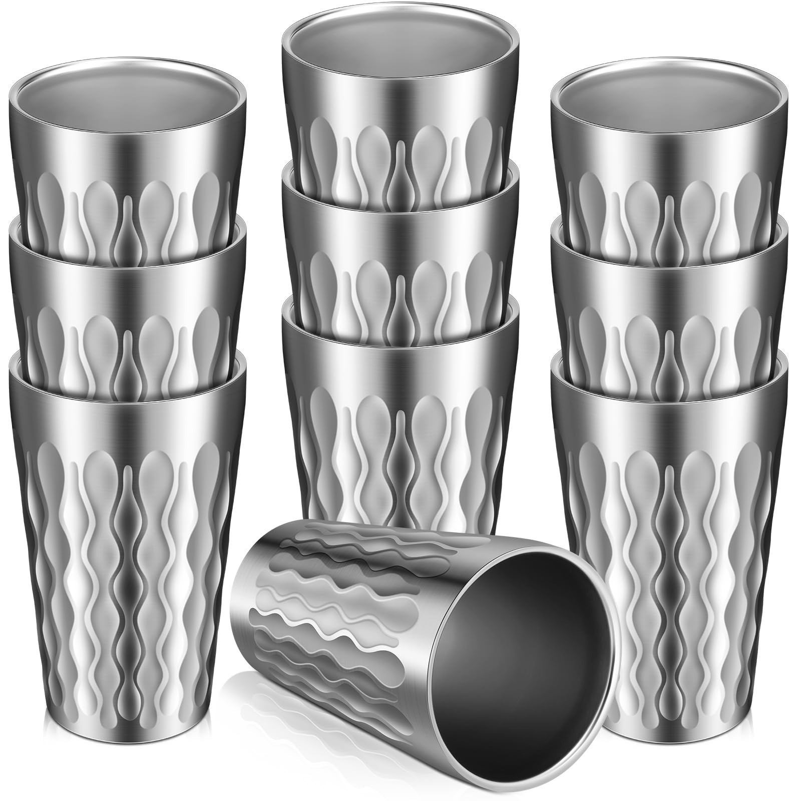 Sawysine 10 Pack 12 oz Stainless Steel Cup Double Wall Metal Tumbler Insulate…