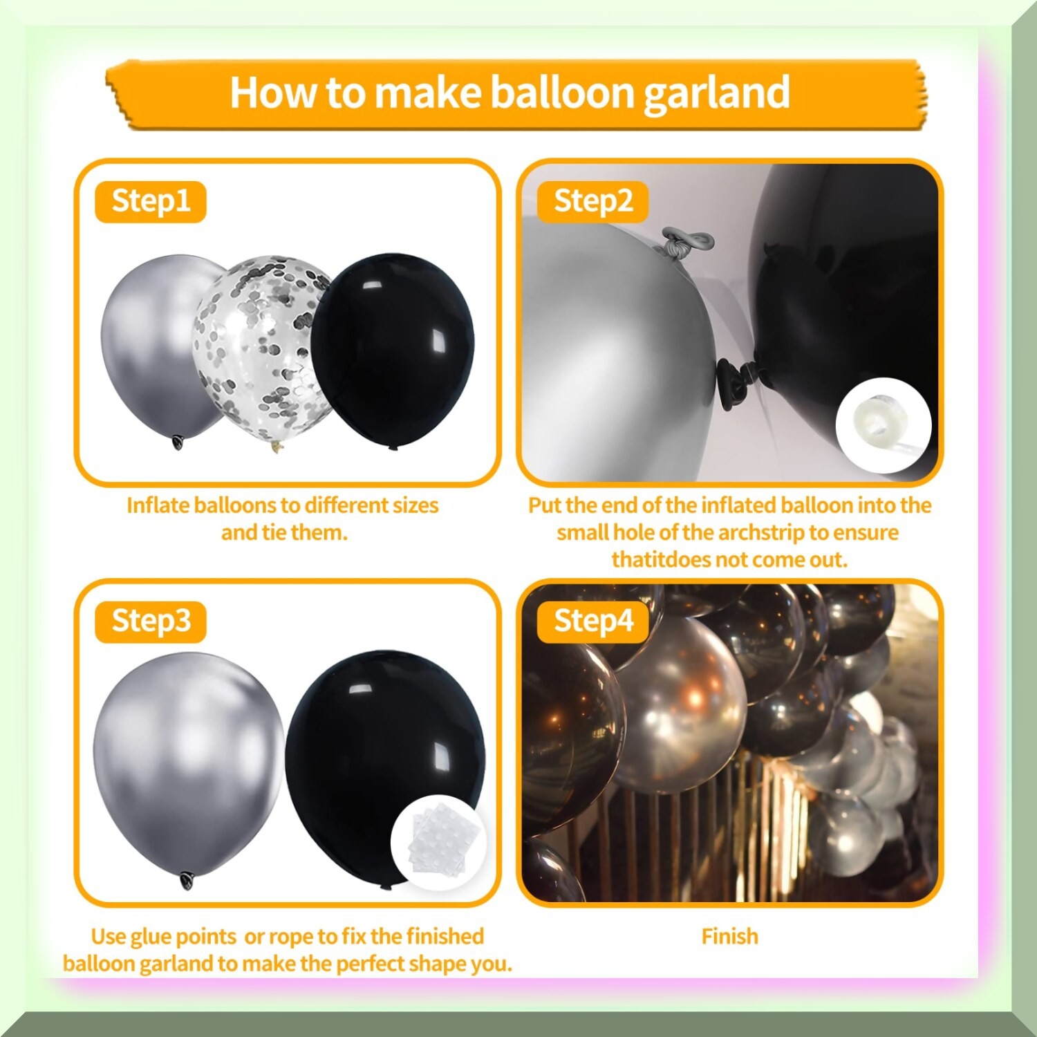 Black and Silver Balloon Set 138 Pieces