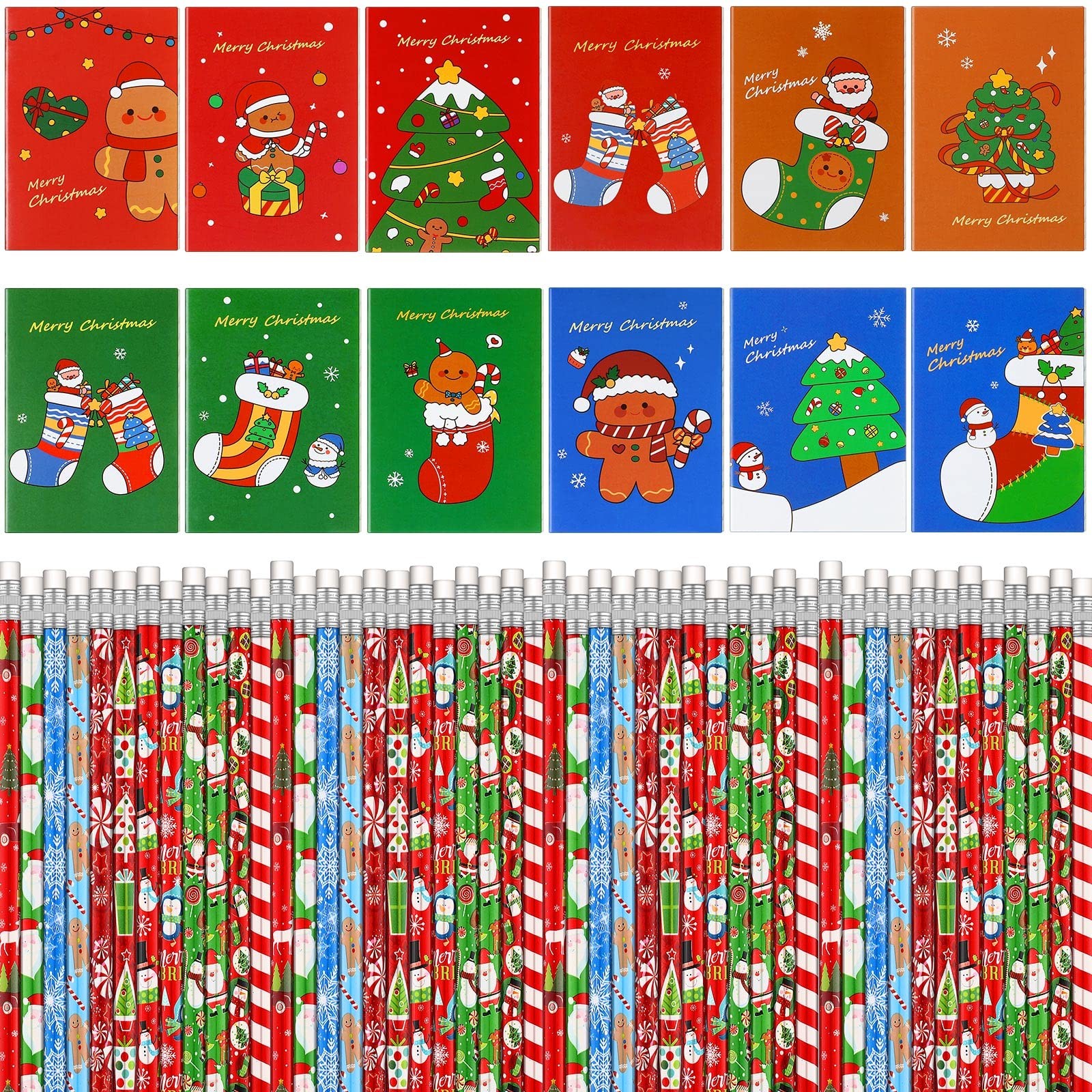 Yexiya 72 Pcs Christmas Stationery Set for Kids 1 Count (Pack of 72), Black