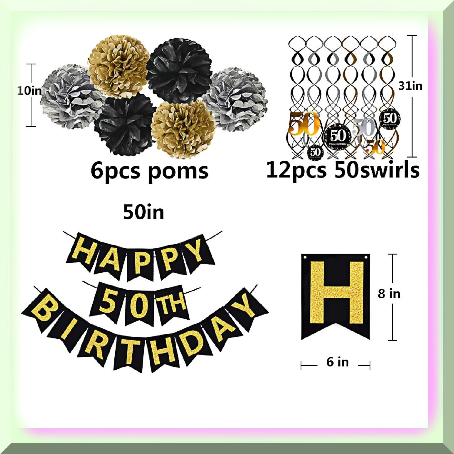 Golden Jubilee Celebration Kit with Banner and Decorations