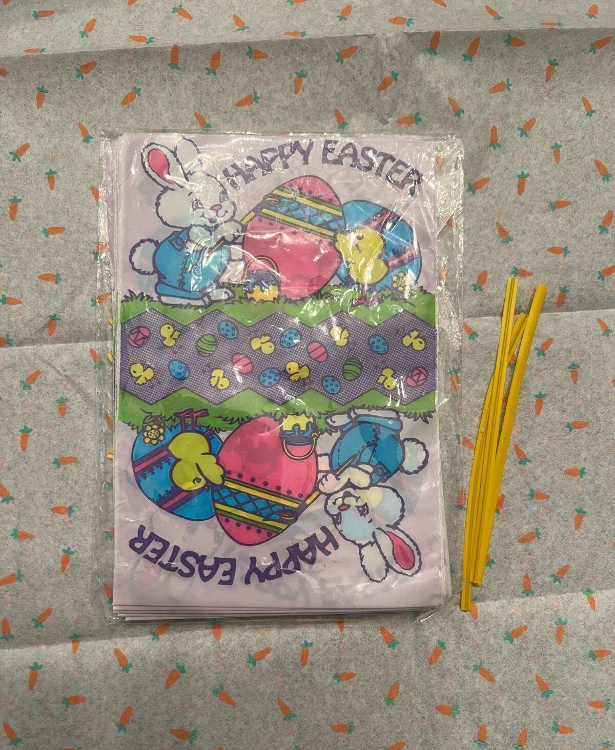 Vintage CURRENT, INC. Easter Rabbit Treat Bags & Easter Egg Sticker Tags= 22 Qty