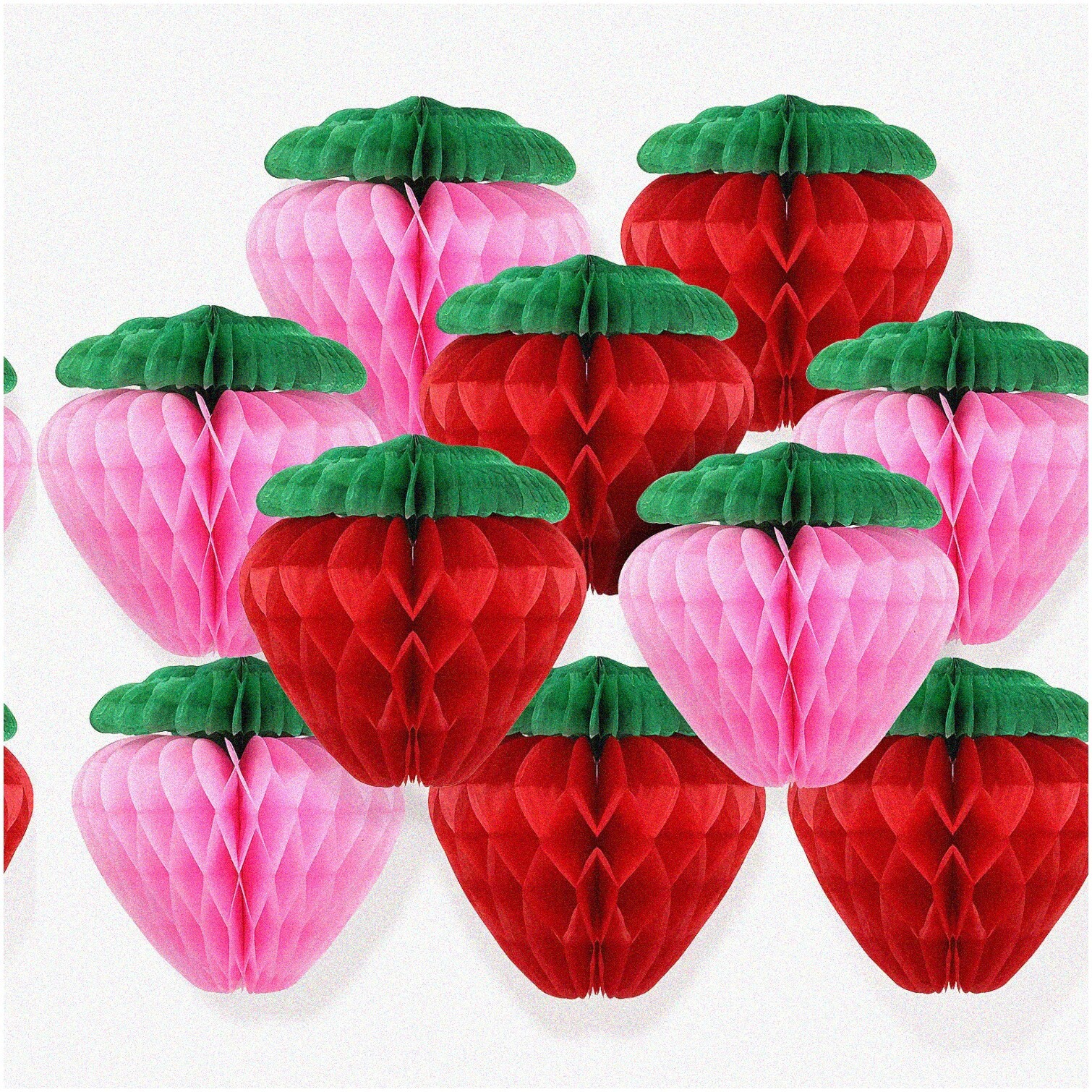 Strawberry Honeycomb Tissue Paper Balls 10 Pack