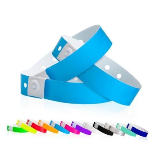 Plastic Wristbands for Events – Extended Wear, Secure Snap 100 Neon Blue