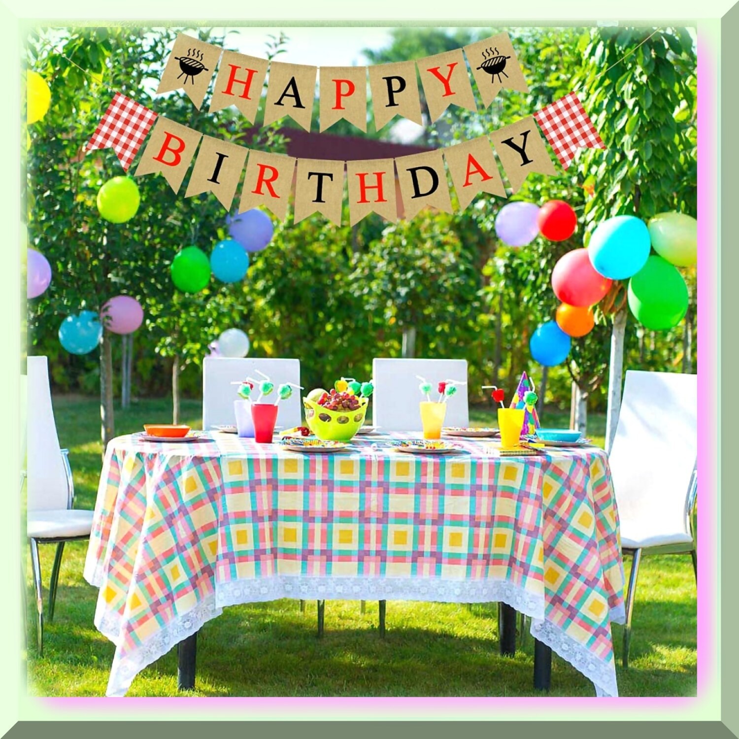 Happy Birthday Burlap Banner for Parties
