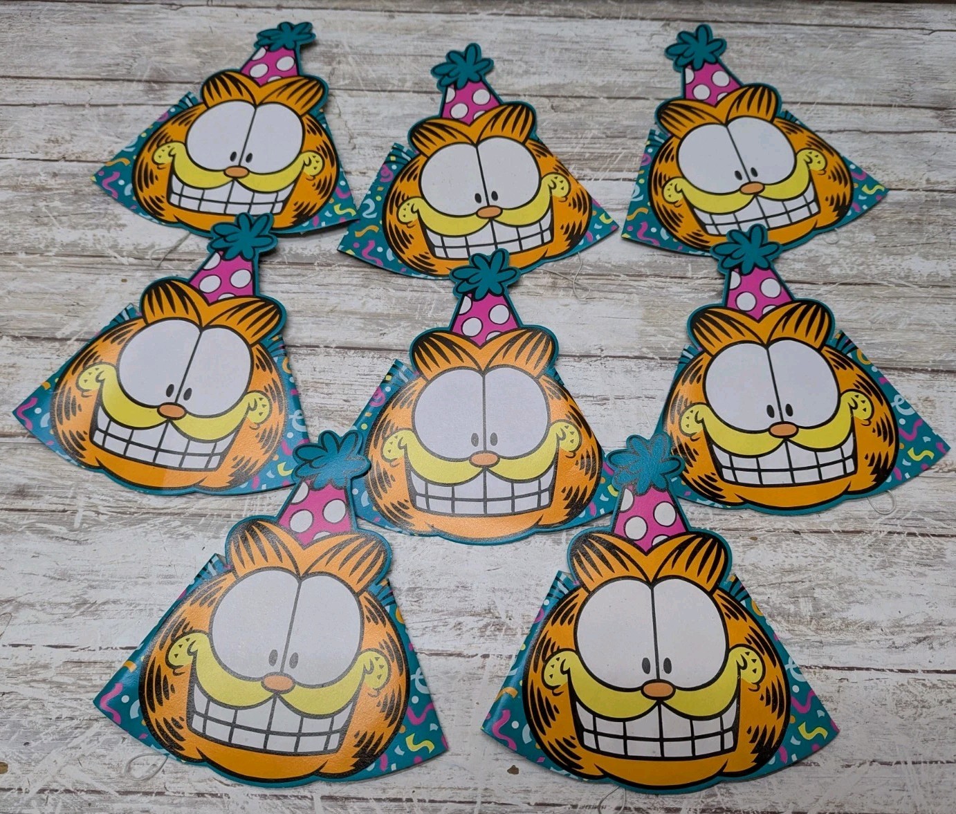 Vintage Garfield Birthday / Party Hats Lot Of 8- 70’s