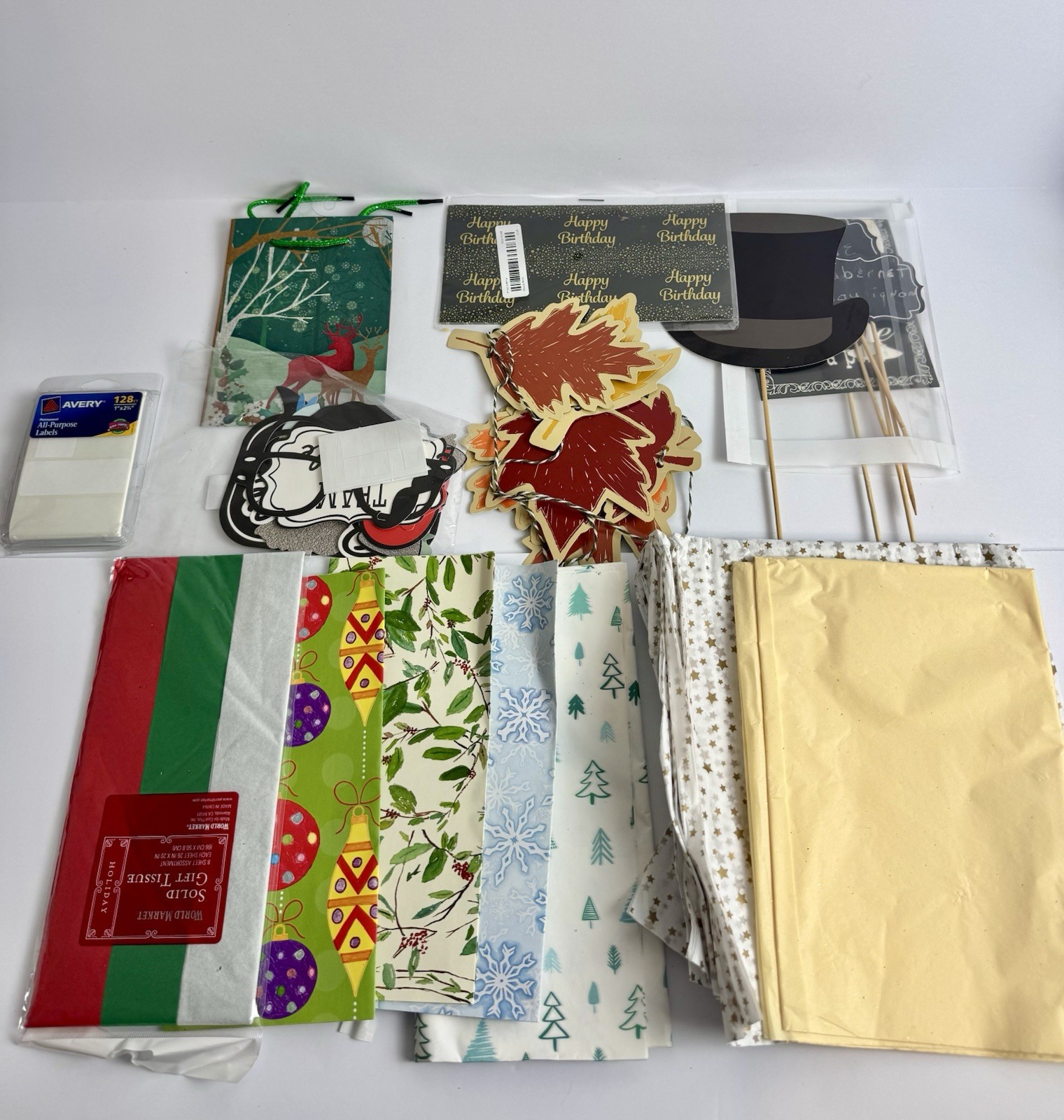 Holiday Tissue Paper Craft Supplies Labels Party Props Scrapbook Set