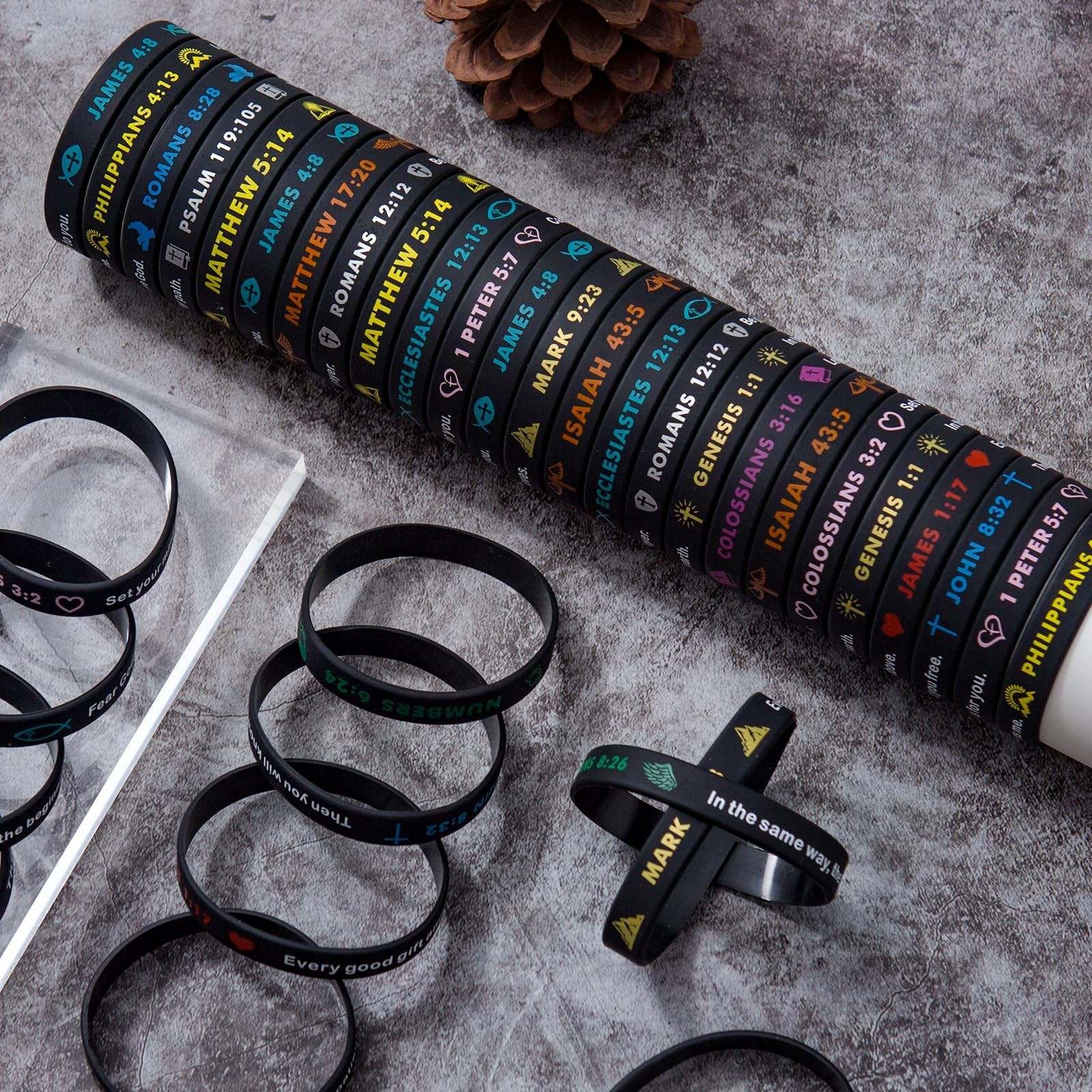 60 Pieces Religious Silicone Wristbands Bulk Bible Rubber Bracelets Colorful …