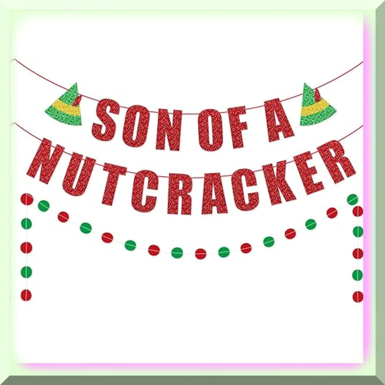 Funny Buddy Elf Nutcracker Banner Glitter Card Stock