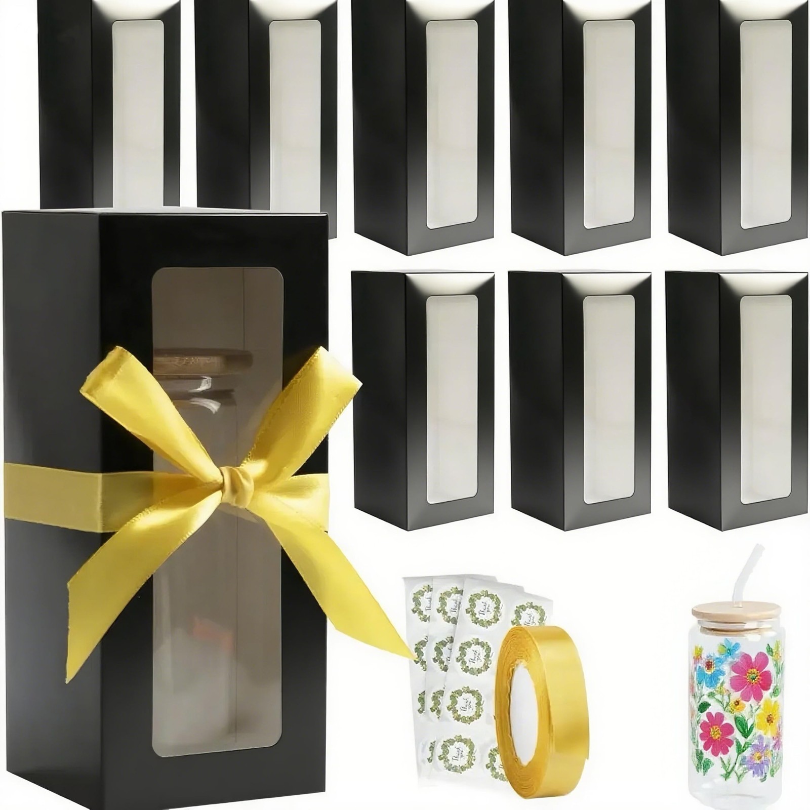 HXCHYI PACK 24 Pcs Tumbler Gift Box with Ribbon, Perfect for 12oz 16oz 20oz S…