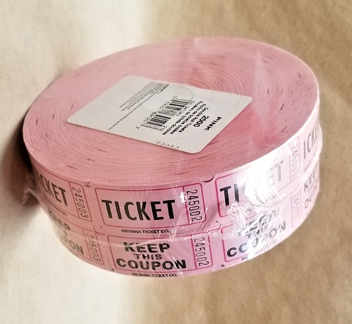 Raffle Tickets Double Roll – Events, Carnivals – 2000 Ticket Count Per Roll