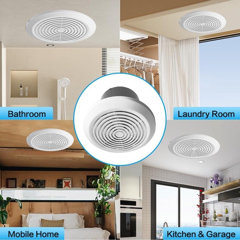 V2262-50 7 Inch Bathroom Exhaust Fan, 50 CFM Quiet Ceiling Vent Fan, 1.0 Sones L