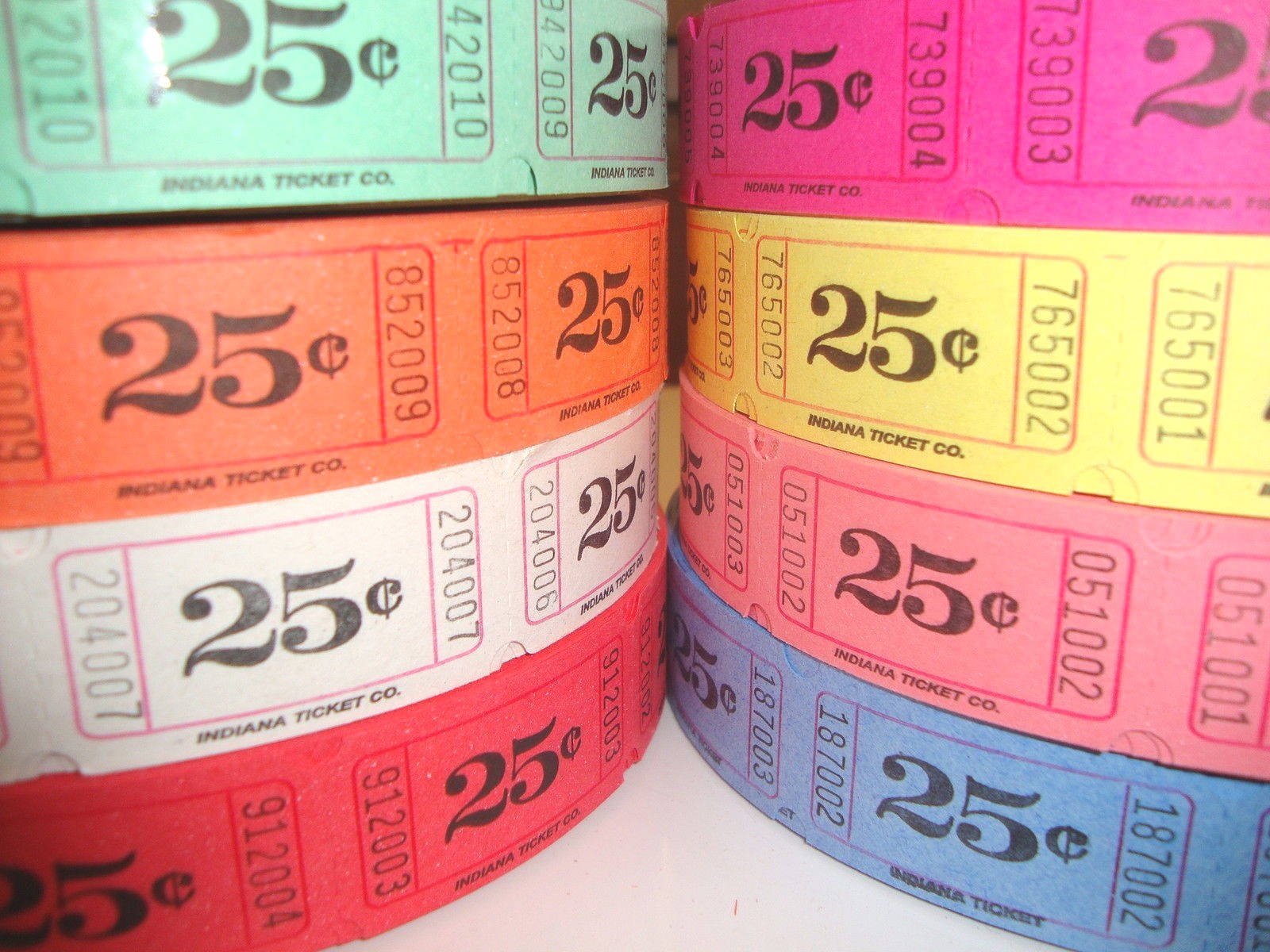 Single Roll Event Party Carnival Tickets – Assorted Designs & Colors