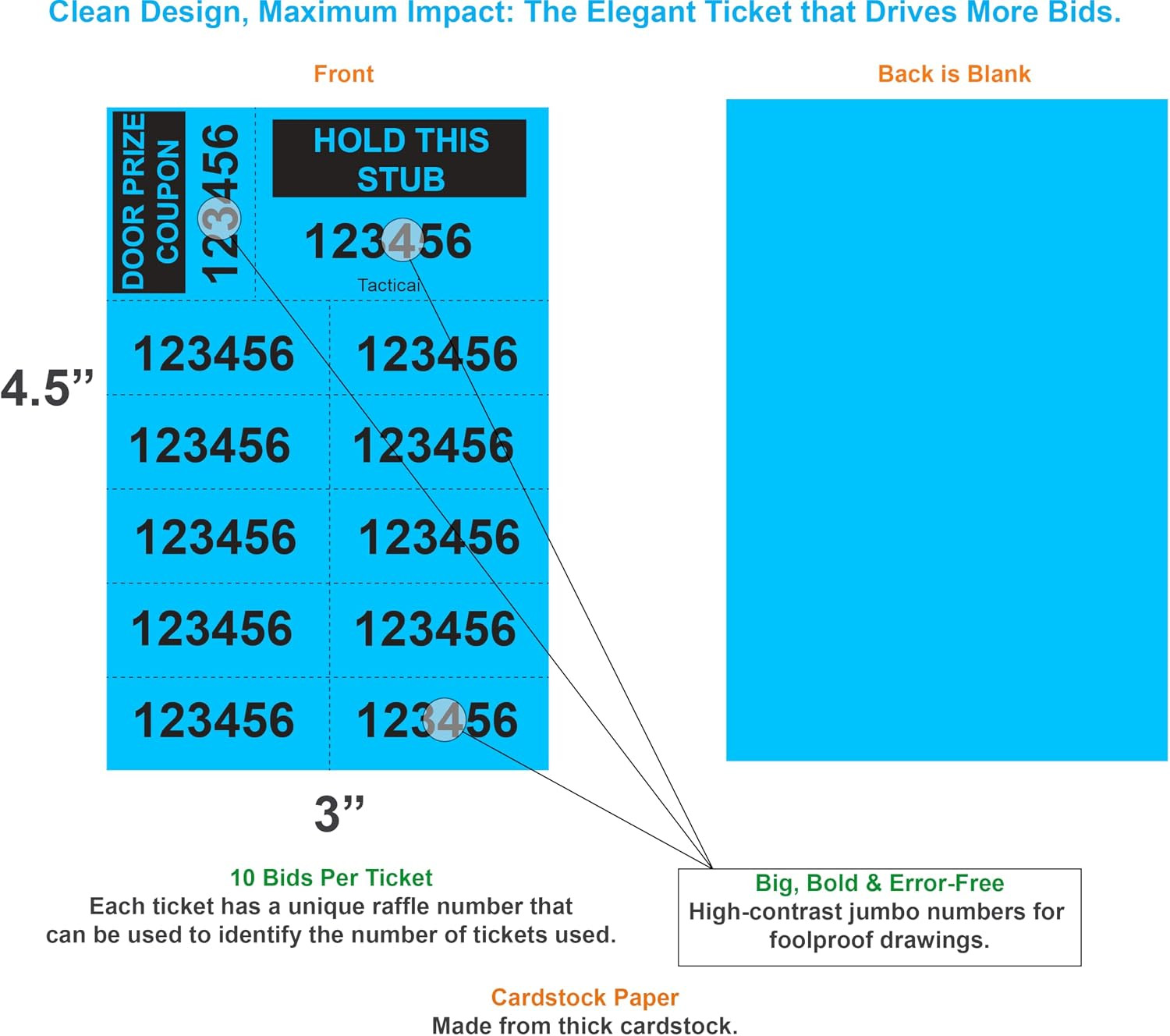 150 Auction Tickets with 10 Bids, Raffle Sheets | Premium Cardstock, 10-Bid L…
