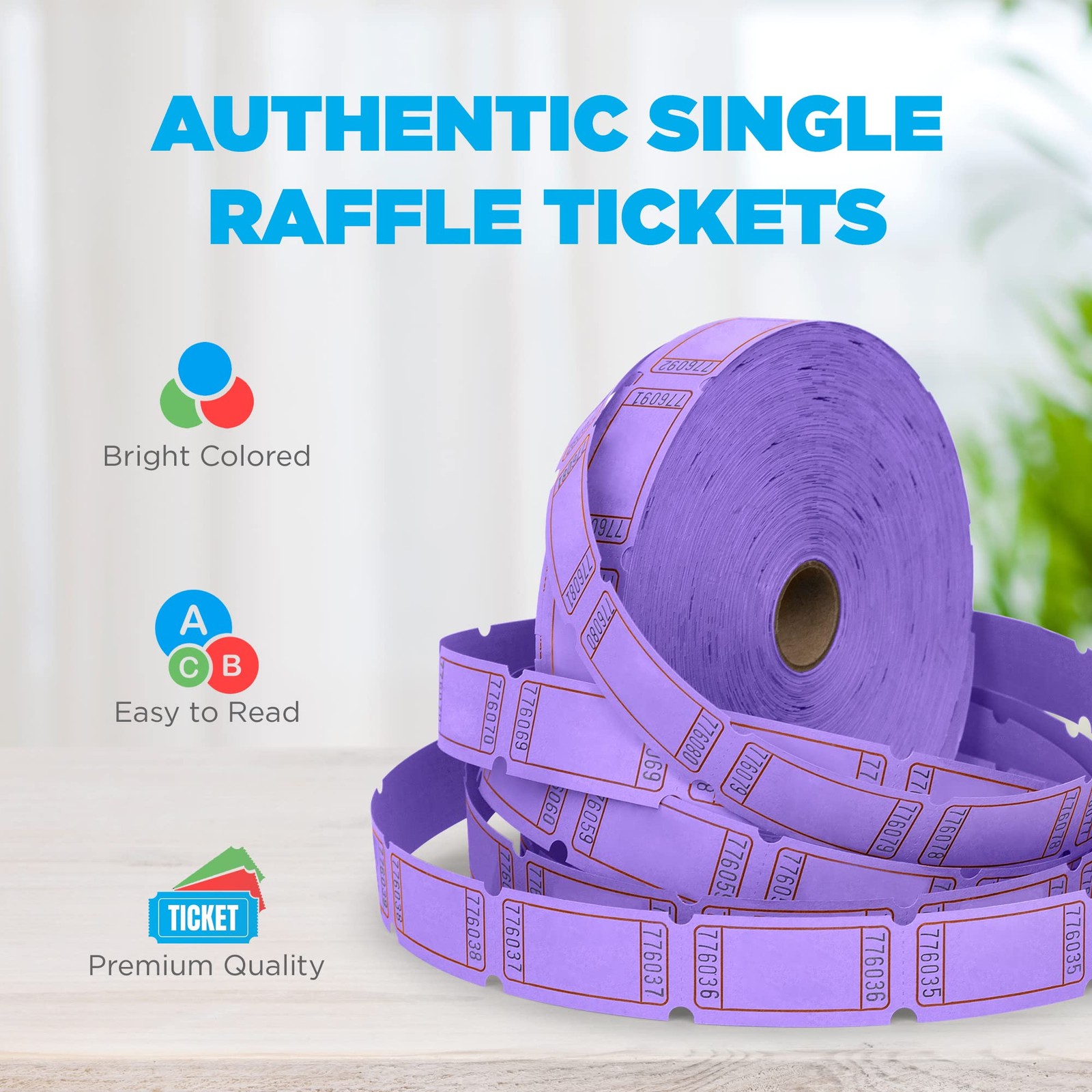 Blue Blank Single Roll Raffle Tickets Auction Fundraiser Event 2000 PCS