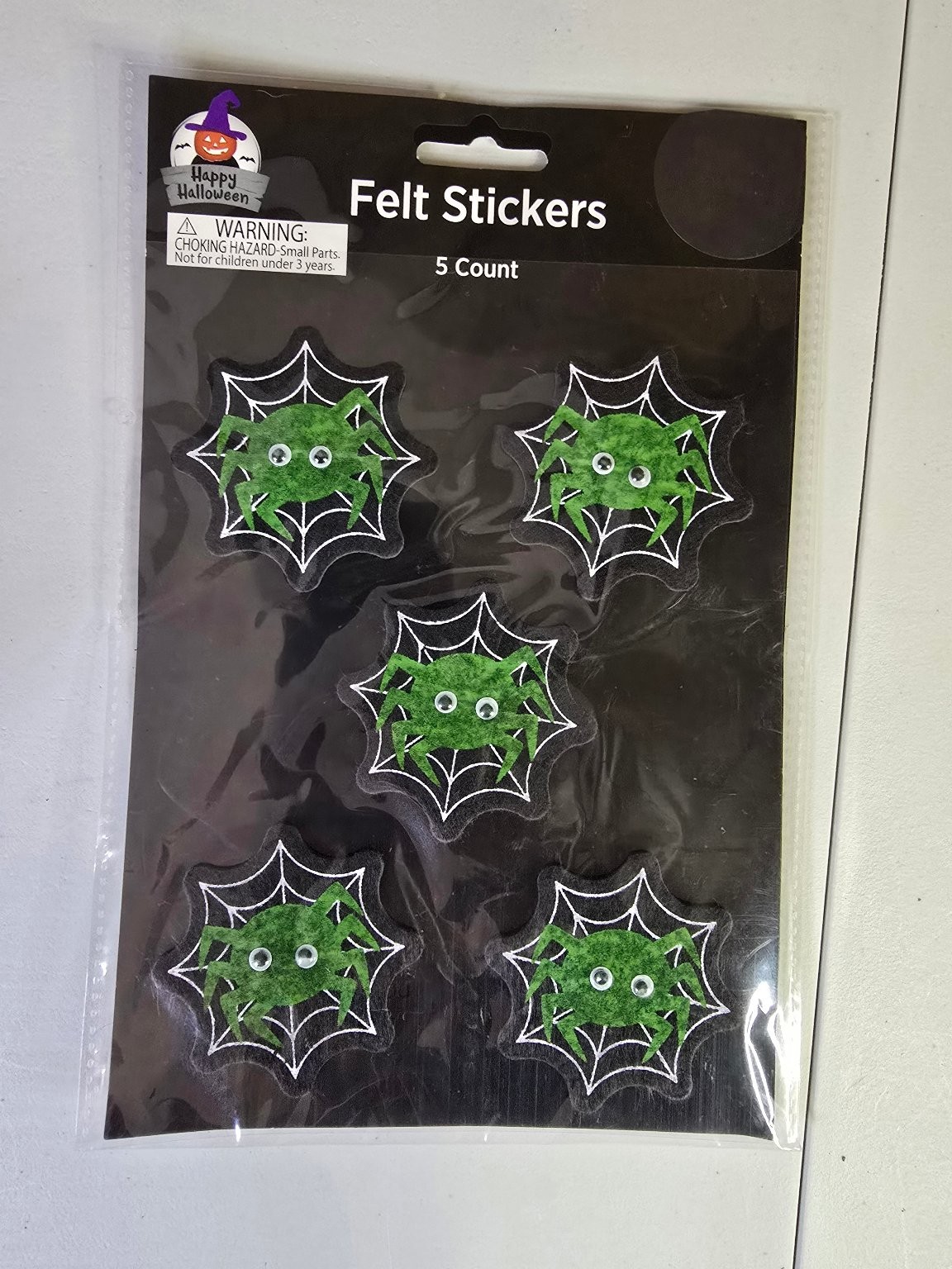 Halloween Felt Stickers Spider Web Craft Decorations 5 Count Party Supply