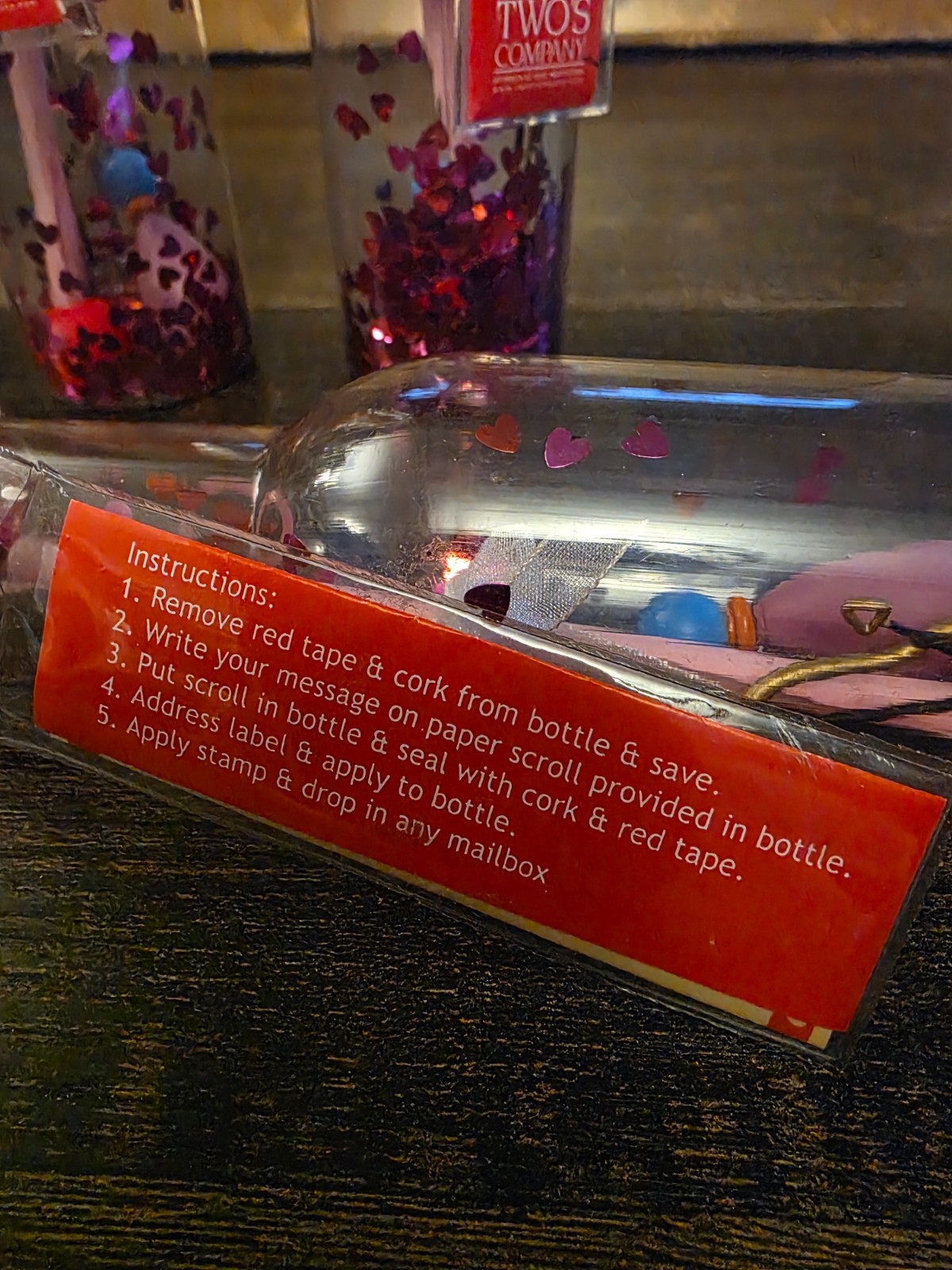TWO’S COMPANY LOVE PERSONALIZED MESSAGE IN A BOTTLE MAILABLE GIFT BOTTLE