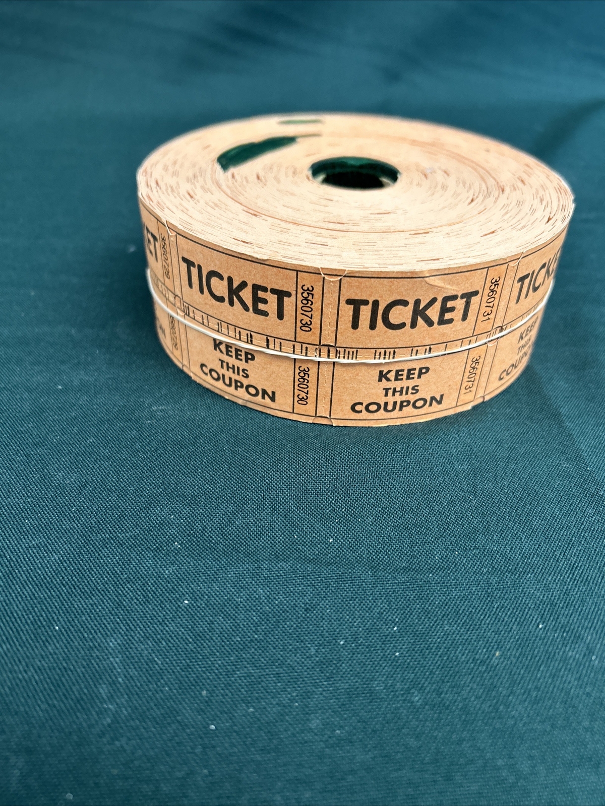 Roll of Orange Double Stub Raffle Tickets Split the Pot 50/50, Partially Used