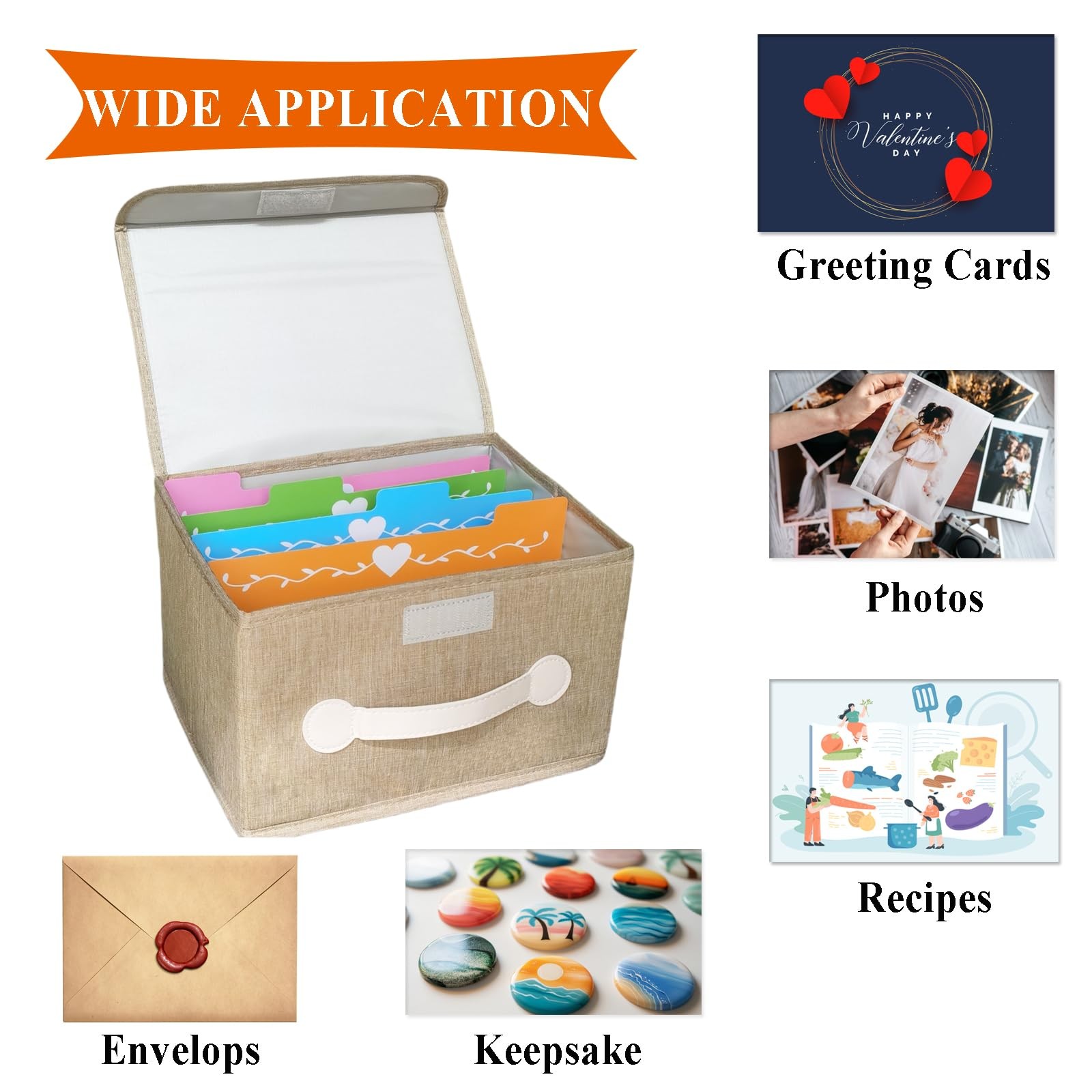 DOFFICE Greeting Card Organizer & Storage Box Medium, Khaki/Grey – 2 Pack