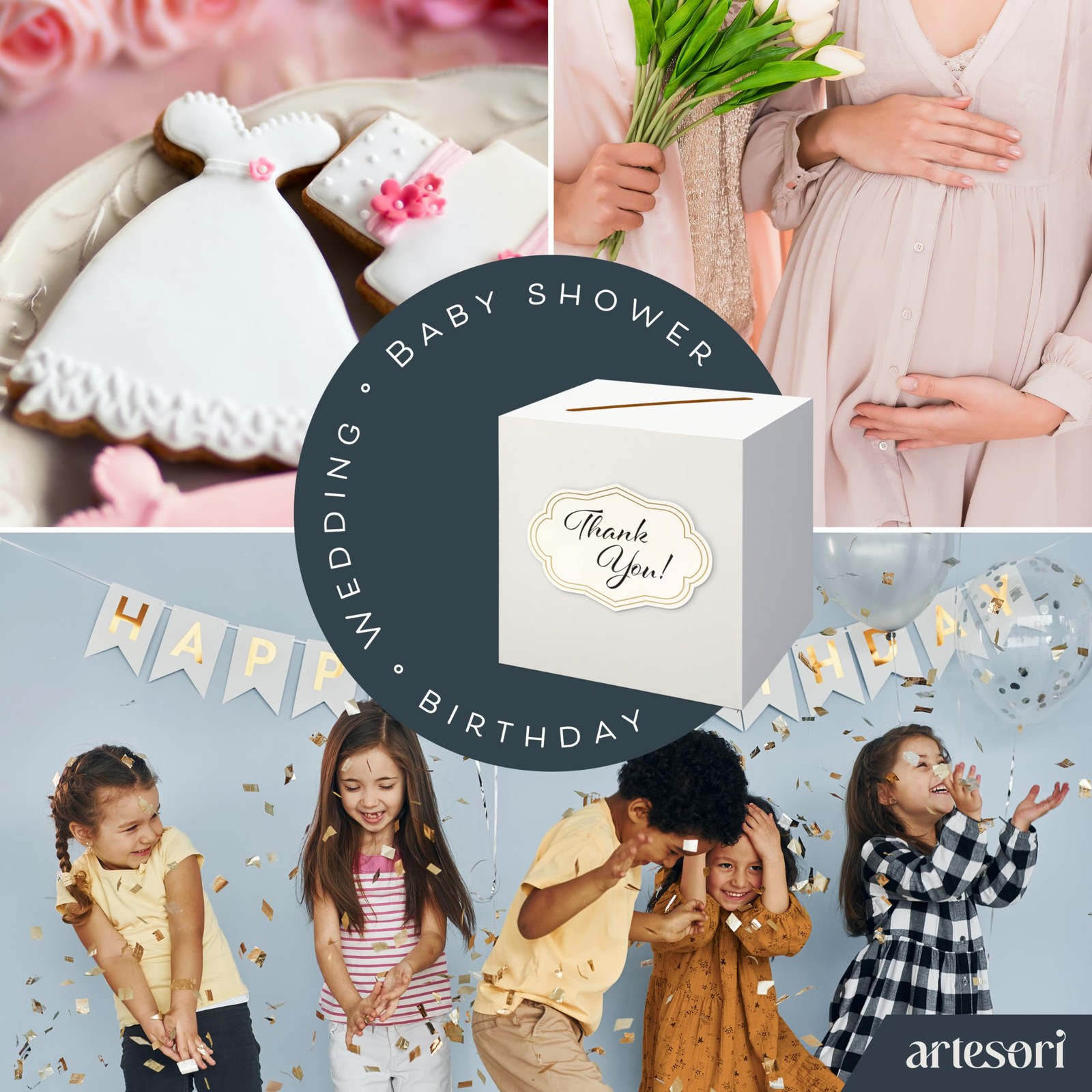 ARTESORI Gift Card Box for Party — White 1 Count (Pack of 1),