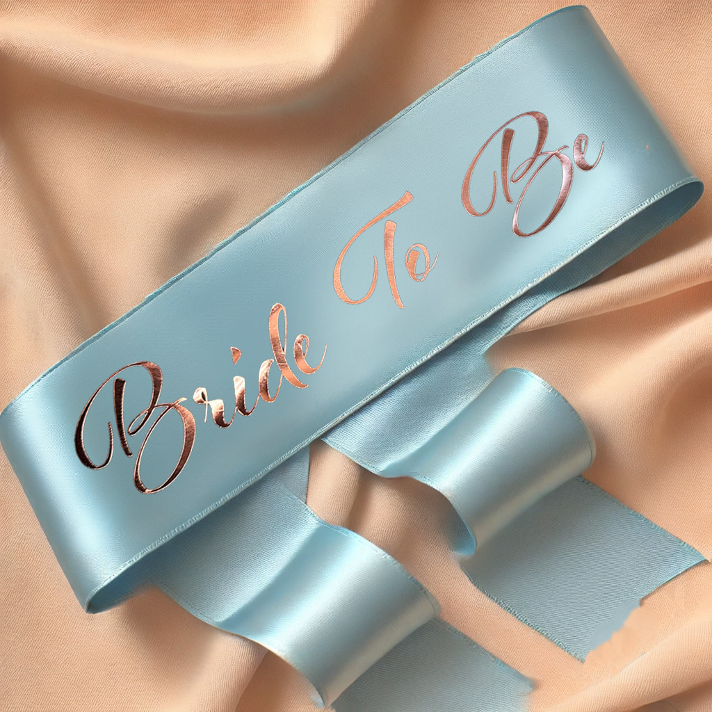 Bride To Be white and gold sash Party Decoration Personalise