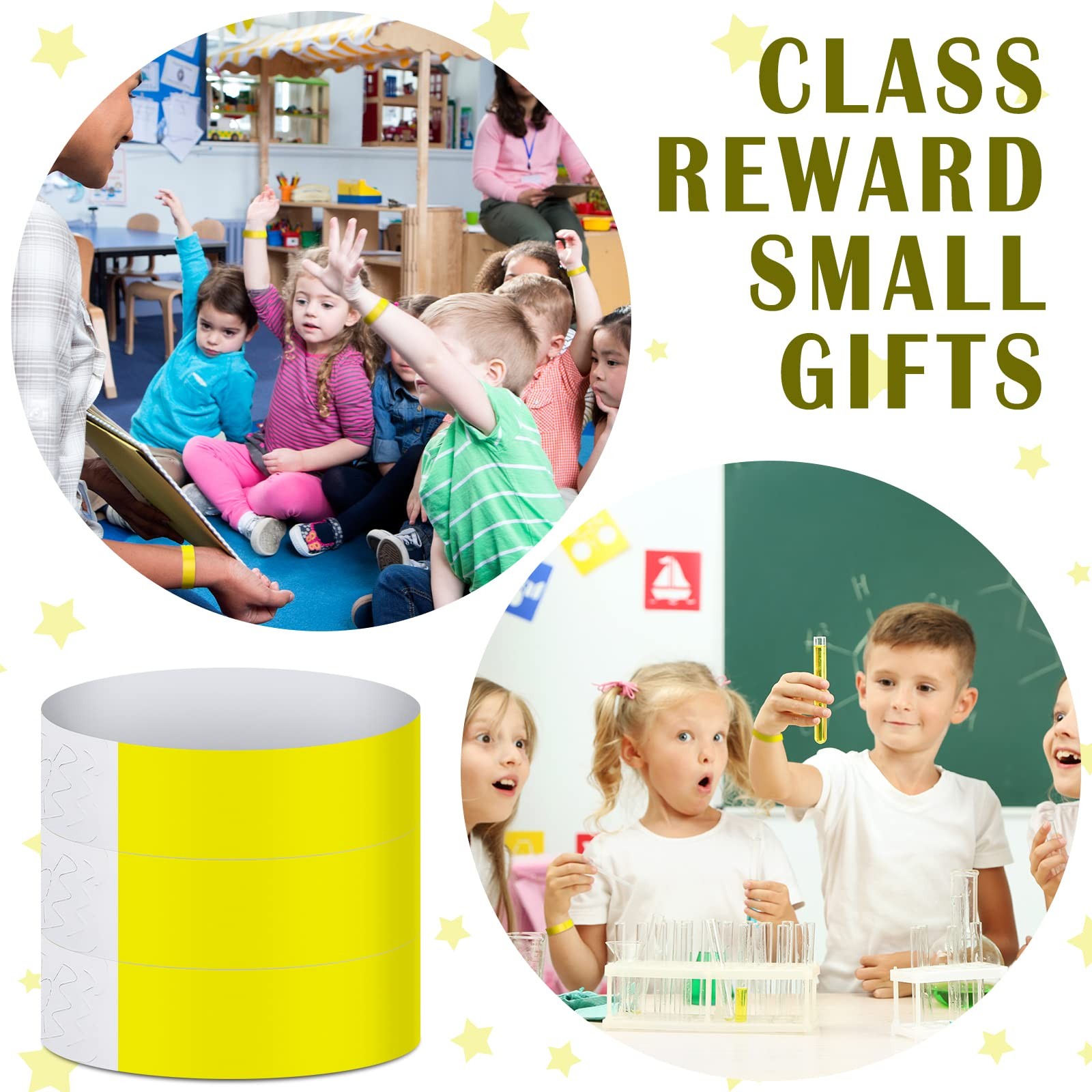 Tudomro 300 Pieces Paper Wristbands for Events 10 x 0.79 inch, Yellow