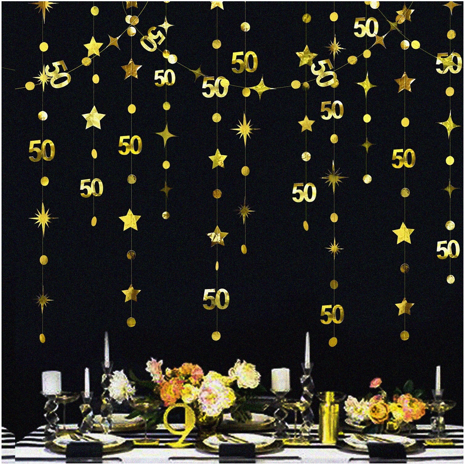50th Celebration Decor Kit with Metallic Garlands