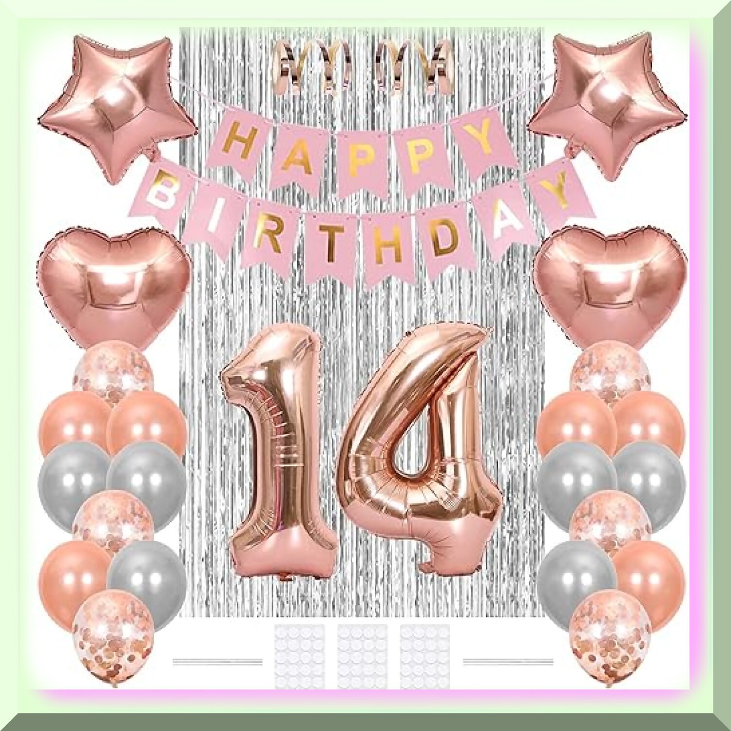 Rose Gold 14th Birthday Party Balloon Kit