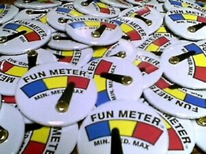 30 Fun Meter Buttons for party or any occasion. you can adjust Pointer