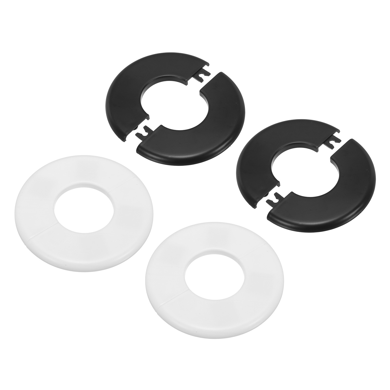 105mm/4.1″ OD Wall Flange, 4 Piece Shield Plates, White/Black