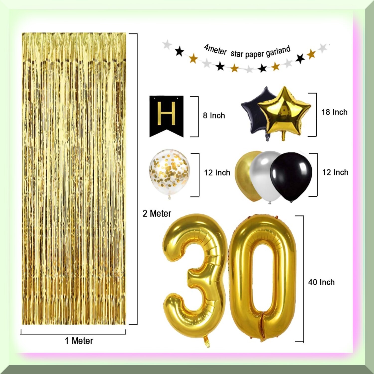 Black and Gold 30th Birthday Celebration Kit