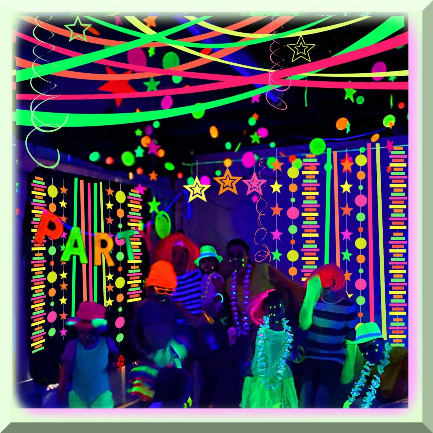 Neon Party Streamers for Blacklight Decorations