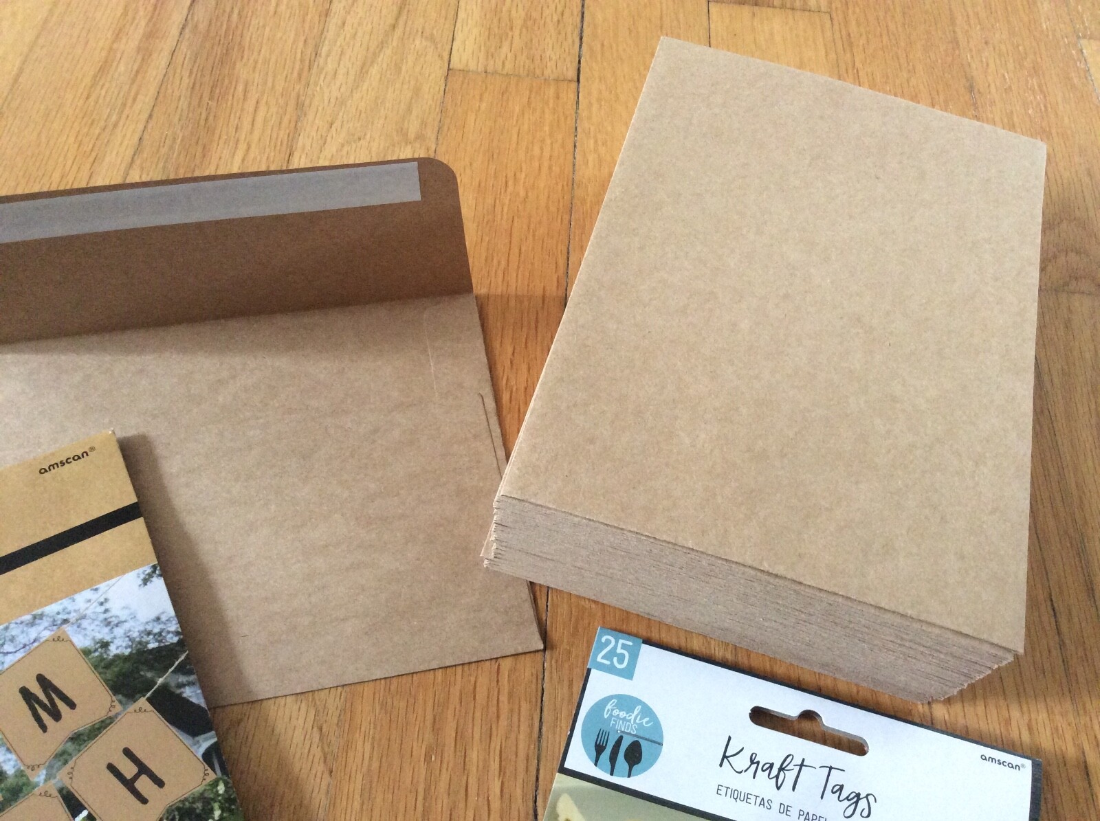 Kraft paper scrolled DIY party lot 15’ banner 25 tags twine 50 envelopes NEW
